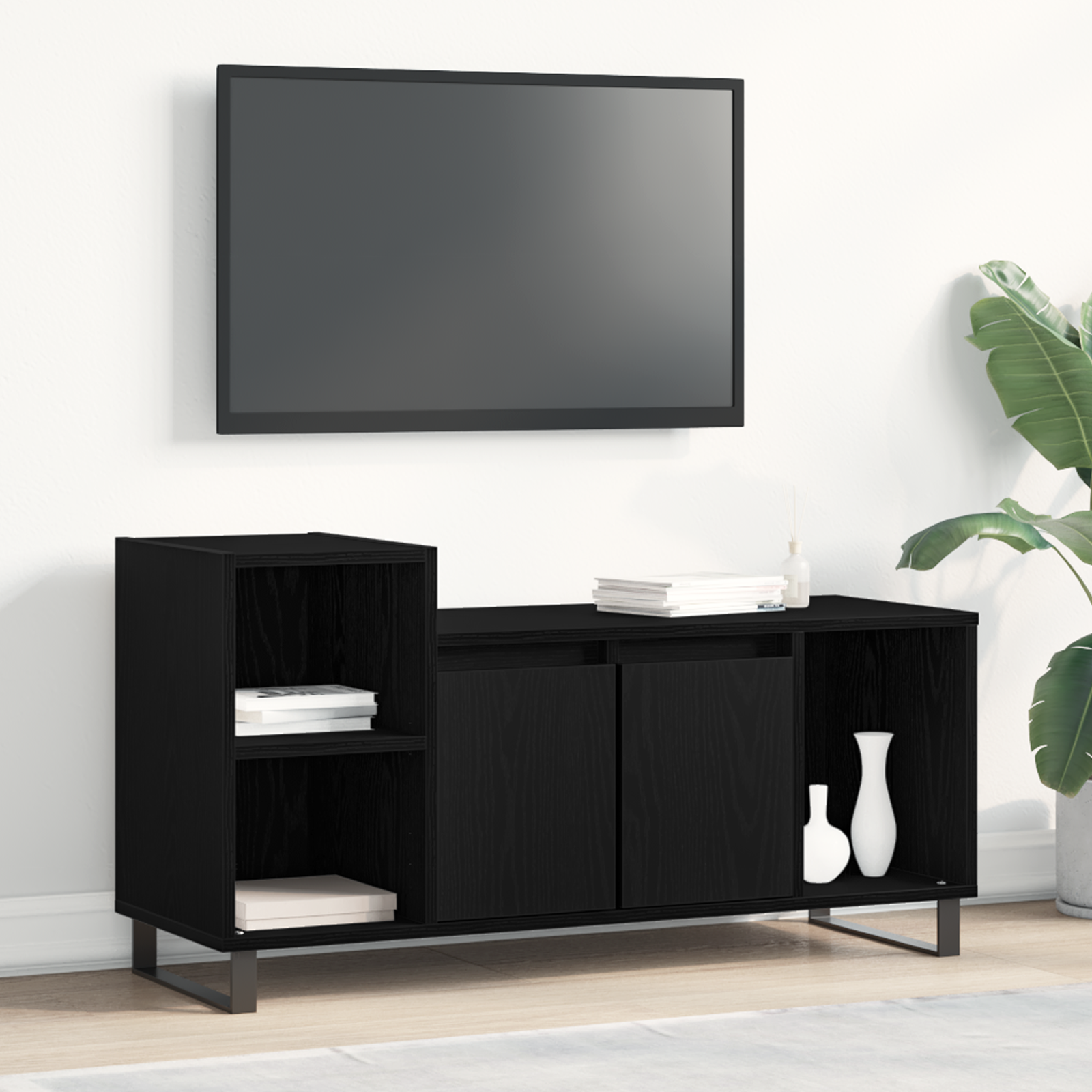 Thumbnail - vidaXL TV-Schrank Schwarz Eiche 100x35x55 cm Holzwerkstoff