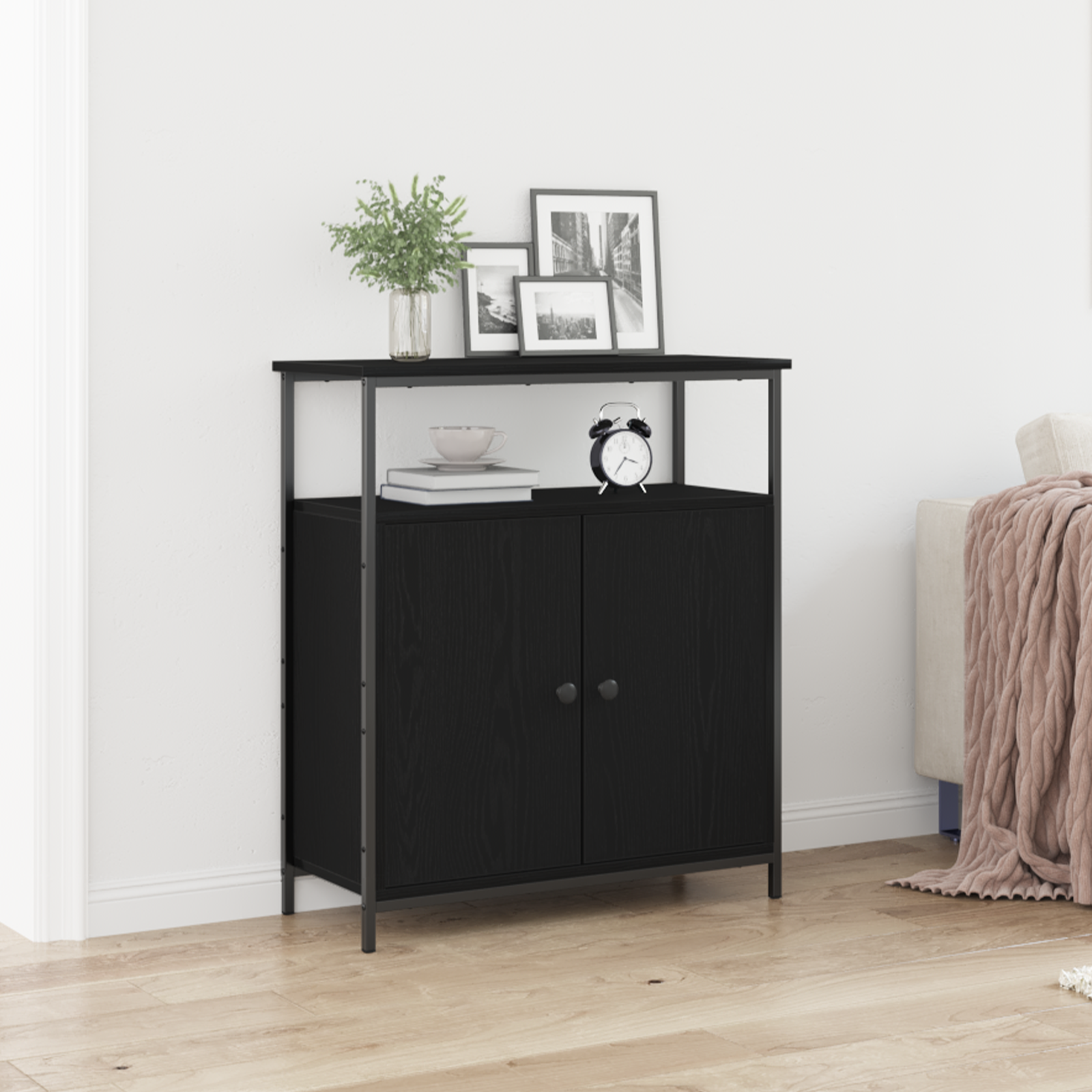 Sideboard Black Oak 70x30x80 cm Engineered Wood
