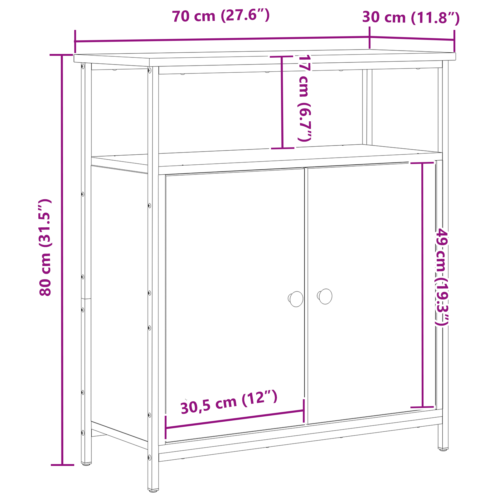 Sideboard Black Oak 70x30x80 cm Engineered Wood - Image 11