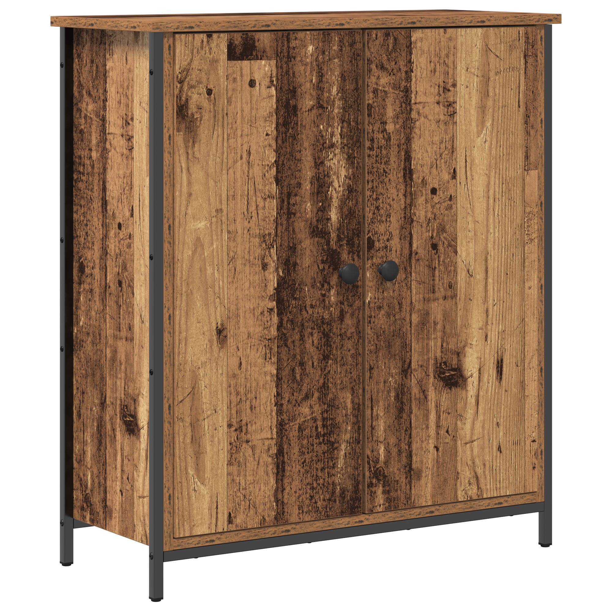 Sideboard Old Wood 70x30x80 cm Engineered Wood and Steel - Image 2