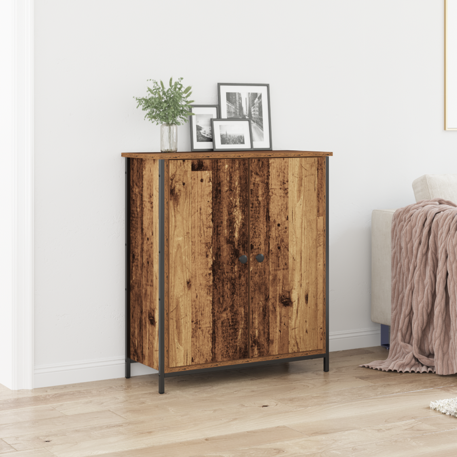 Sideboard Old Wood 70x30x80 cm Engineered Wood and Steel