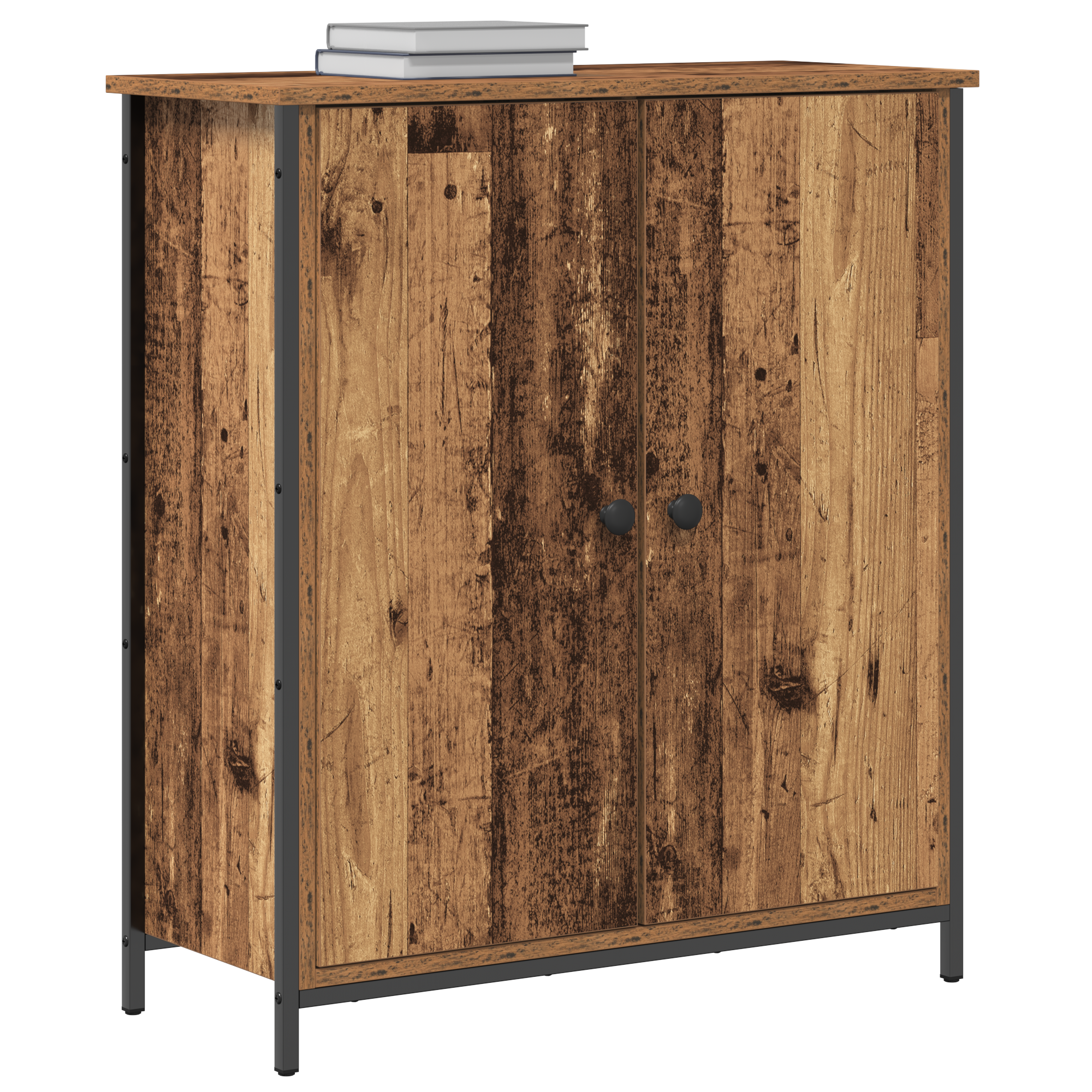 Sideboard Old Wood 70x30x80 cm Engineered Wood and Steel - Image 3