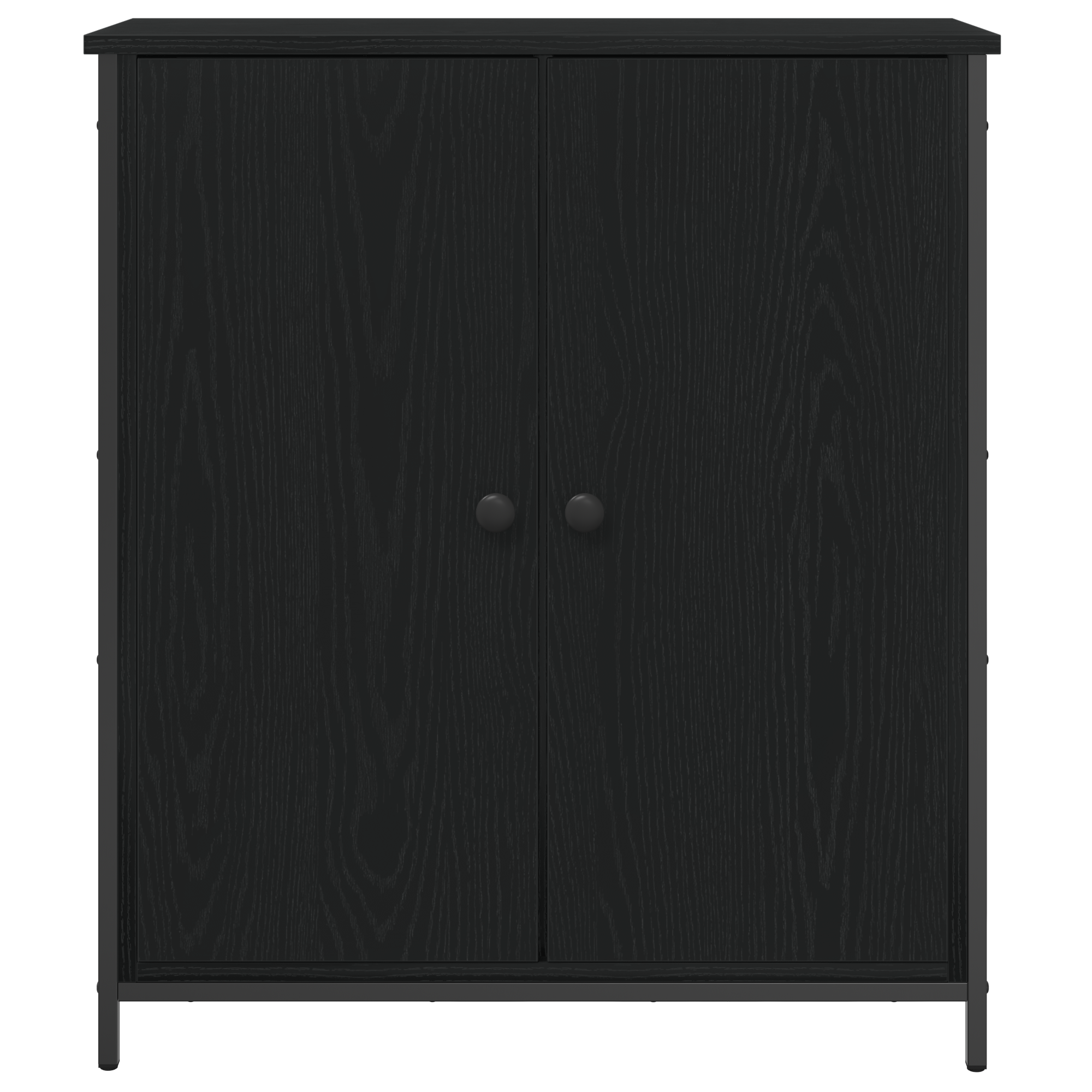 Sideboard Black Oak 70x30x80 cm Engineered Wood and Steel - Image 6