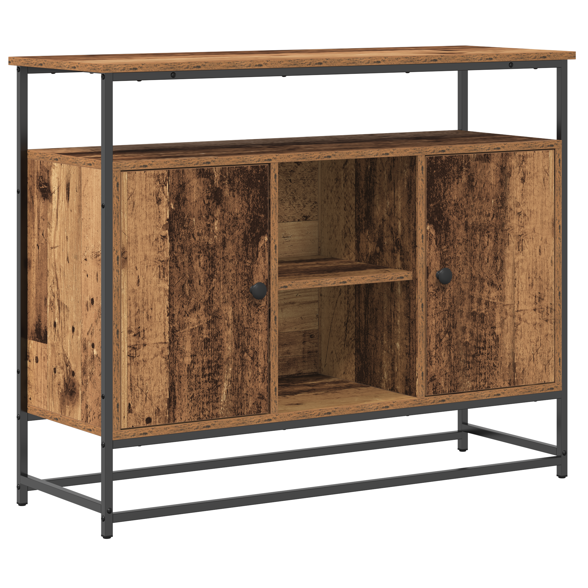 Sideboard Old Wood 100x35x80 cm Engineered Wood and Steel - Image 2