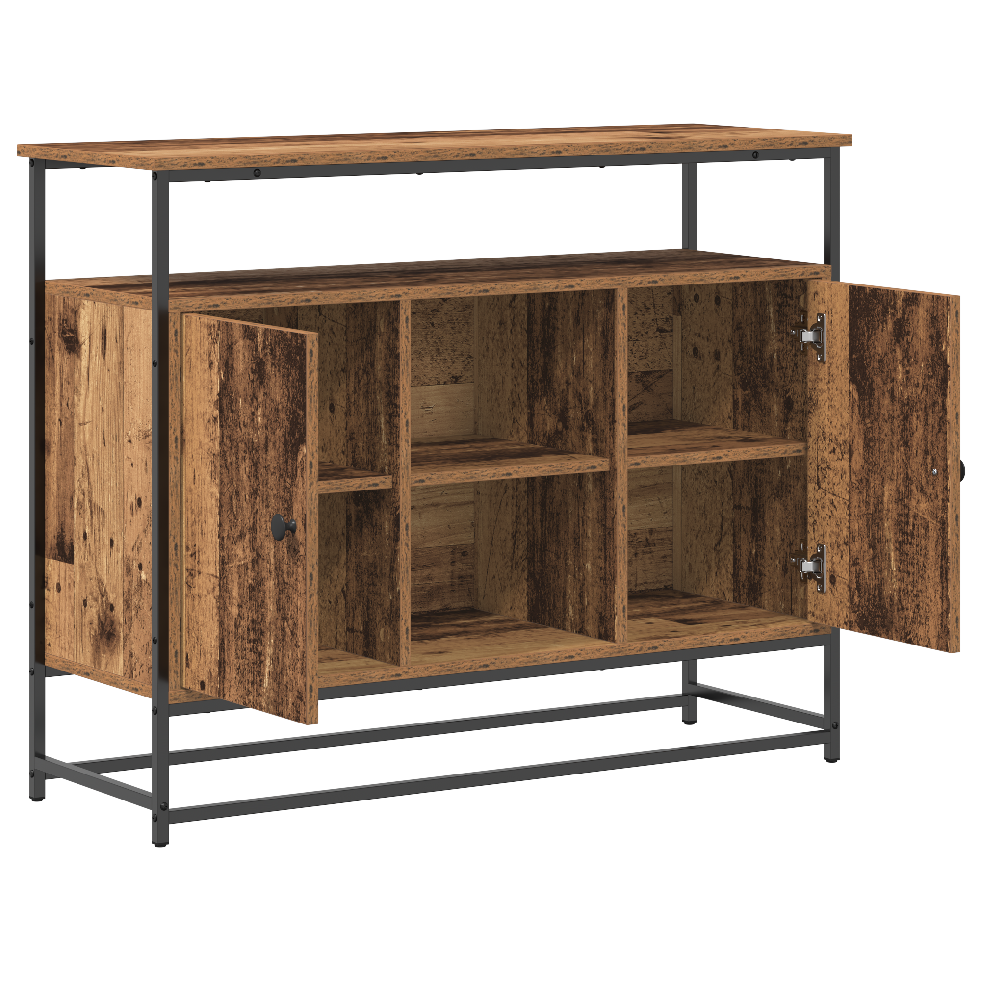 Sideboard Old Wood 100x35x80 cm Engineered Wood and Steel - Image 5