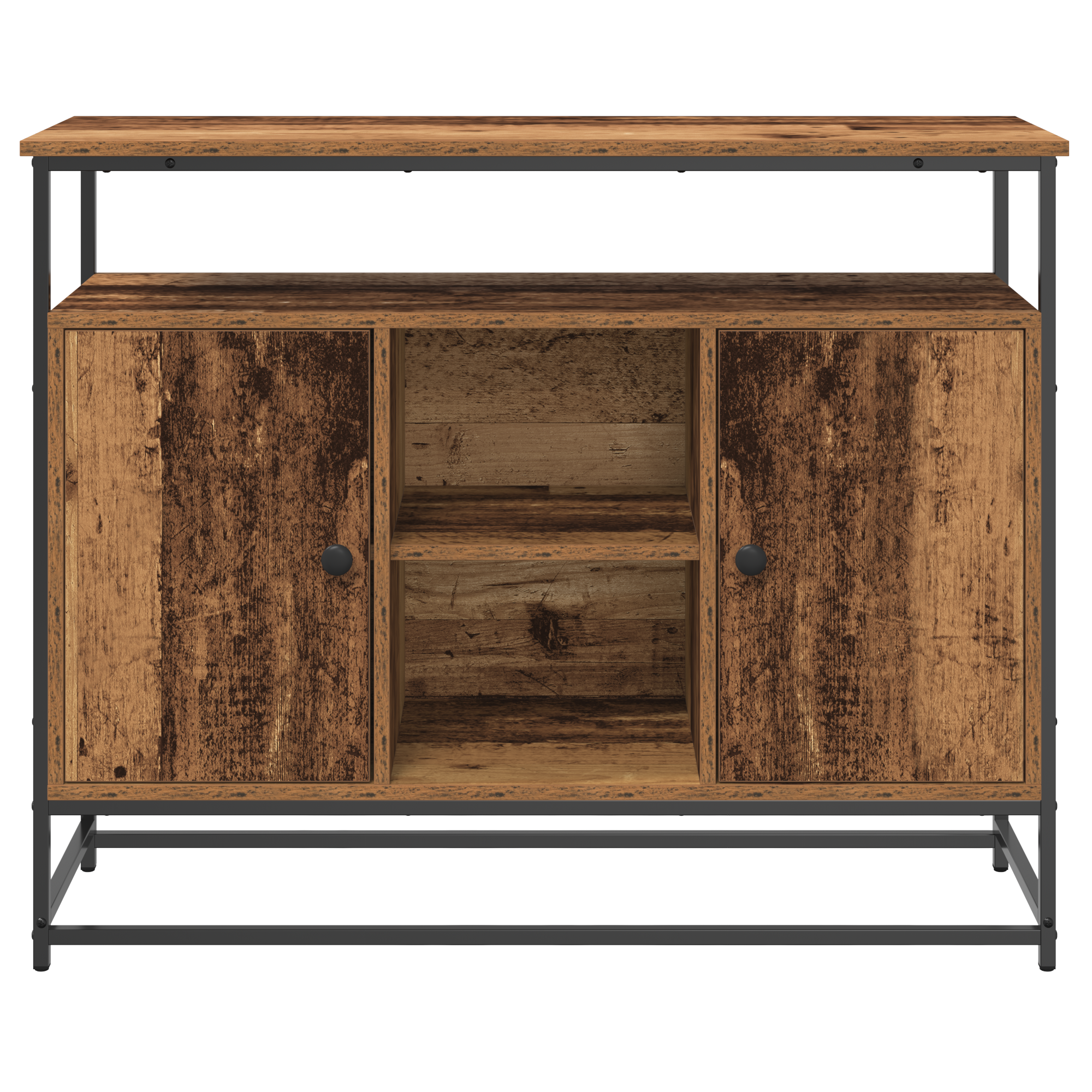 Sideboard Old Wood 100x35x80 cm Engineered Wood and Steel - Image 6