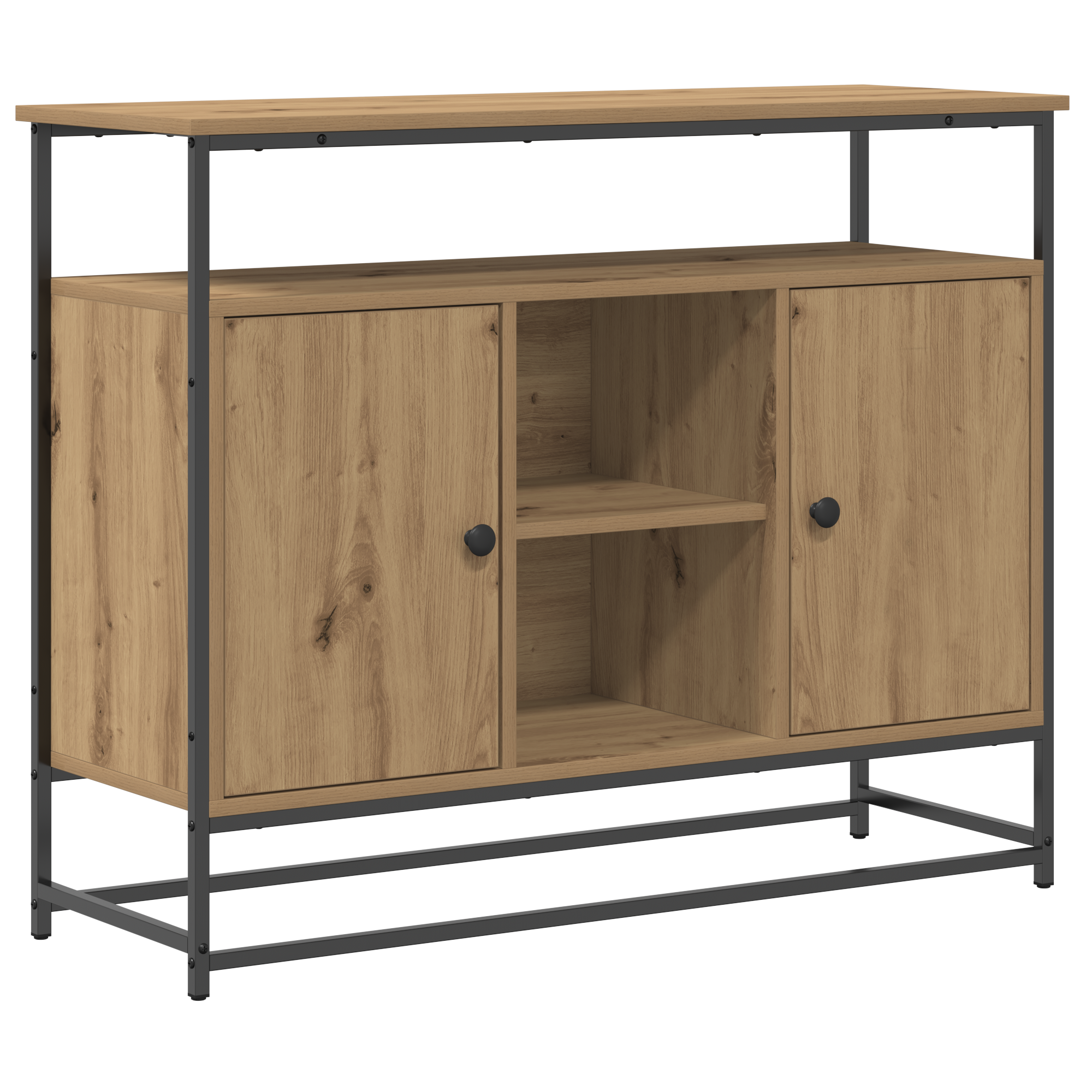 Sideboard Artisan Oak 100x35x80 cm Engineered Wood and Steel - Image 2