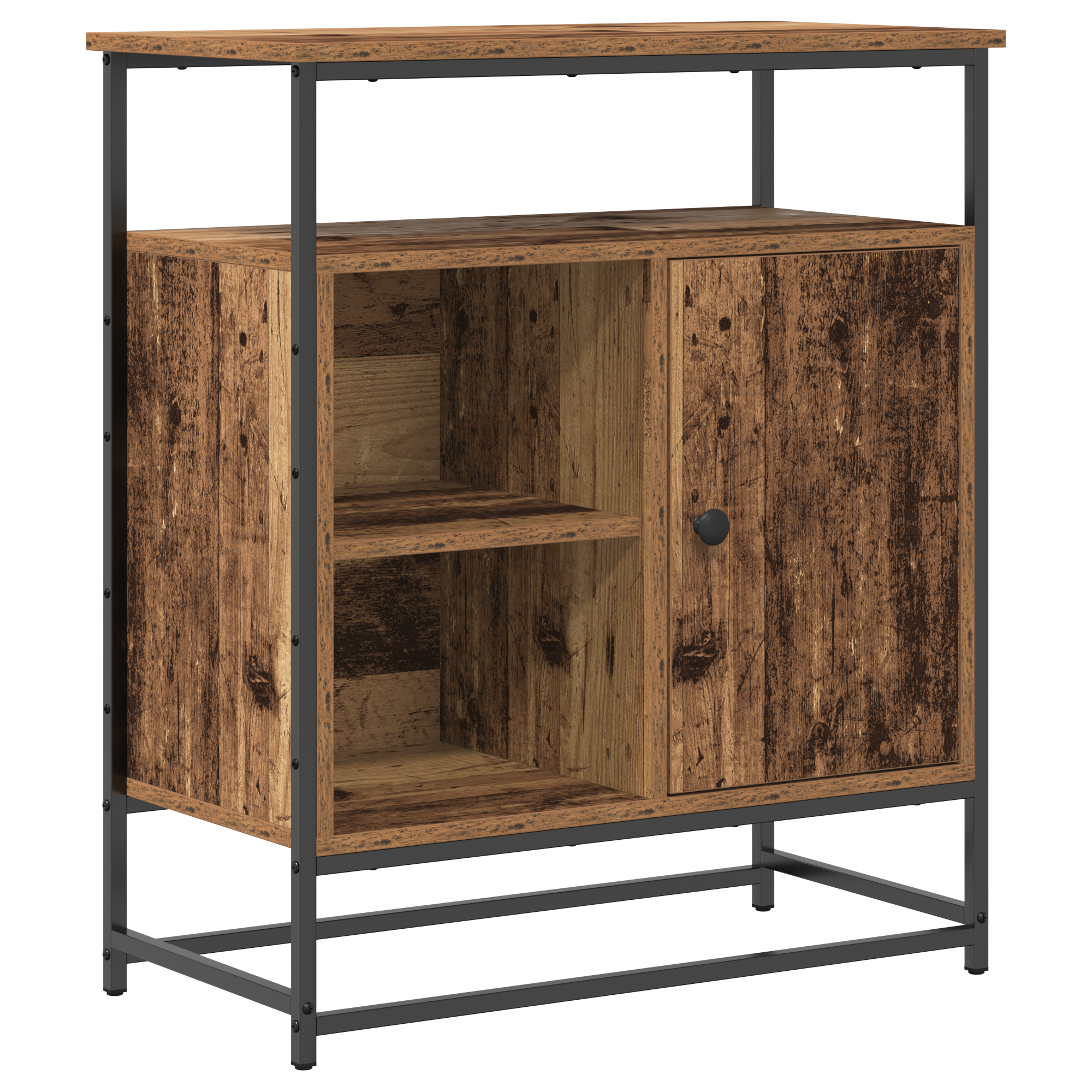 Sideboard Old Wood 69x35x80 cm Engineered Wood and Steel - Image 2