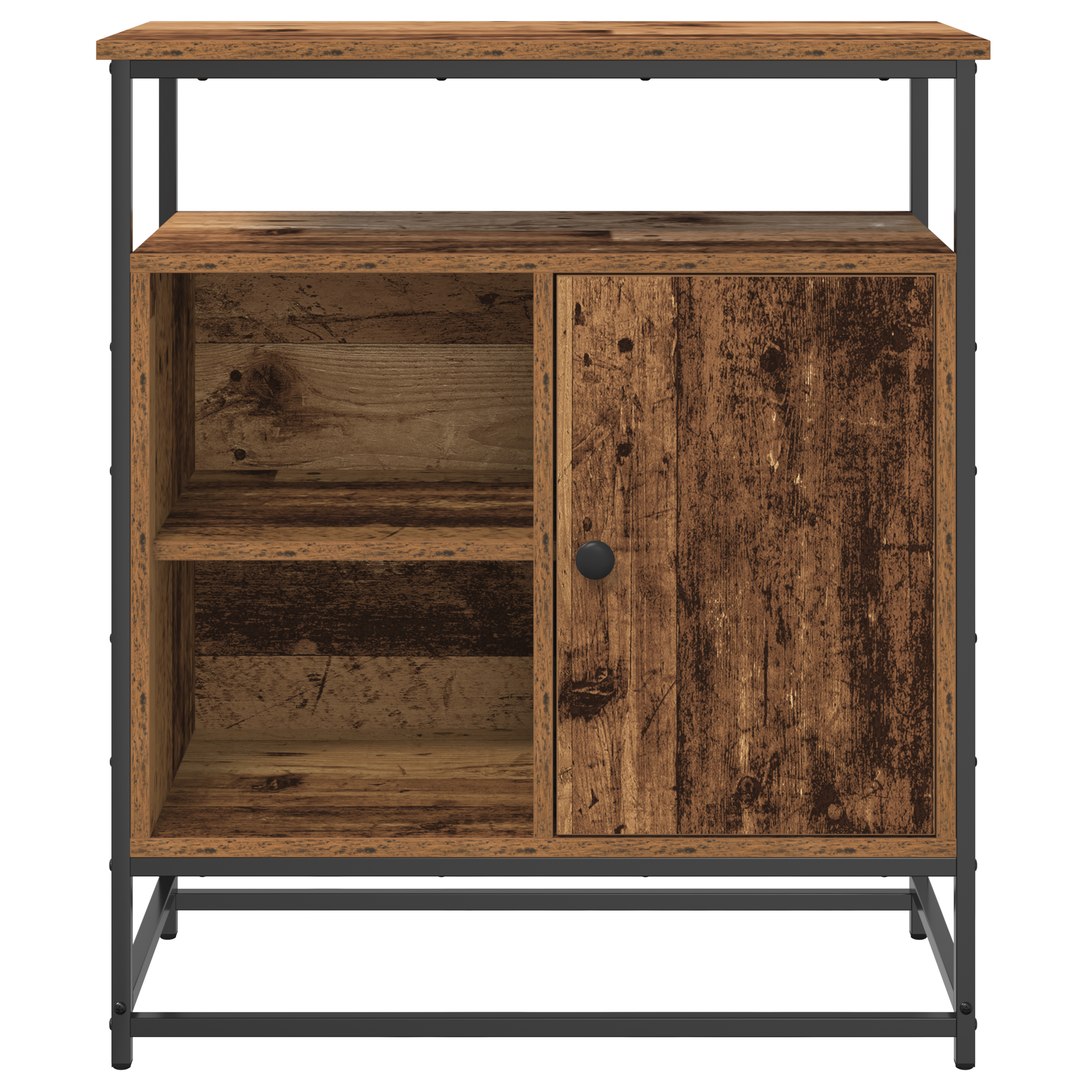 Sideboard Old Wood 69x35x80 cm Engineered Wood and Steel - Image 6