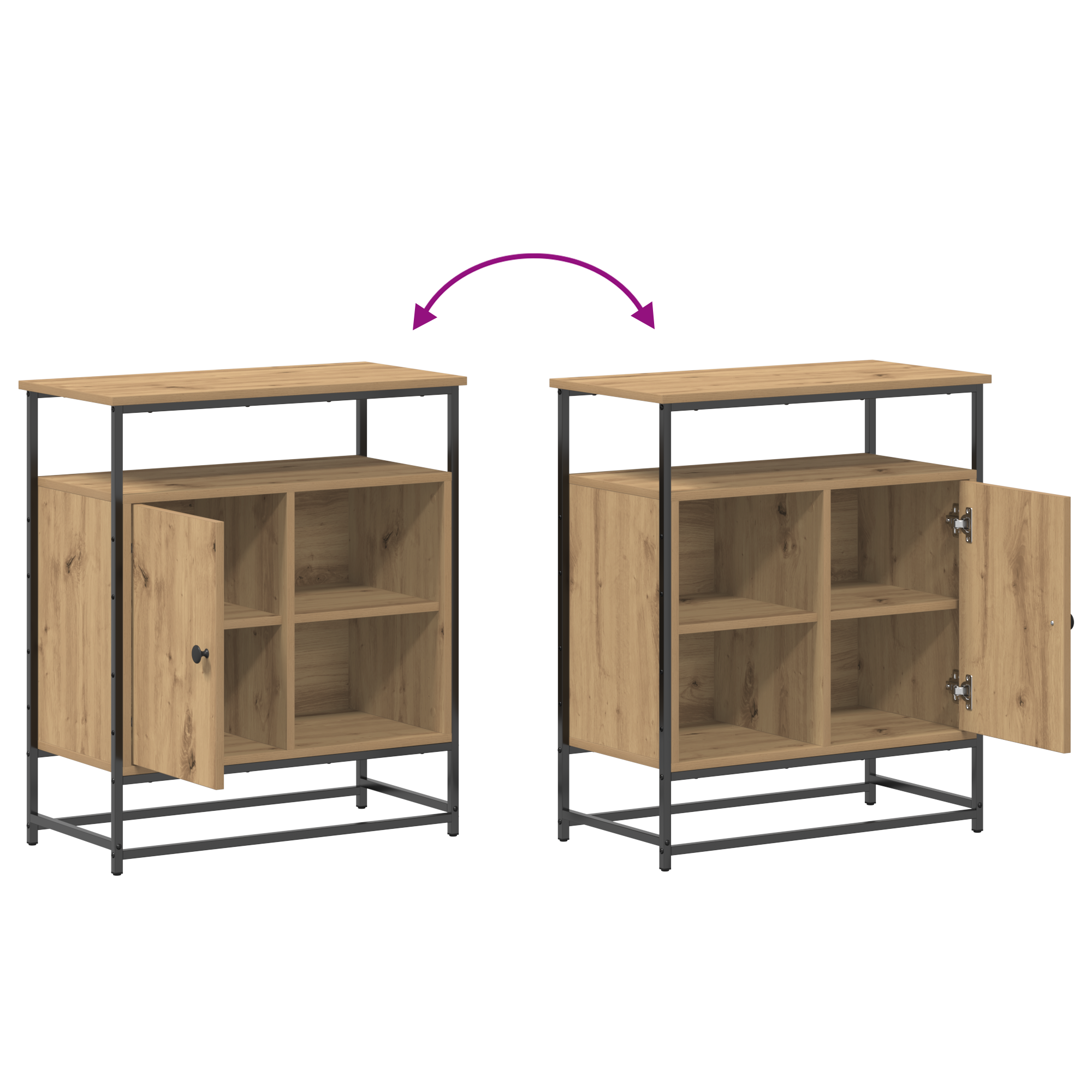 Sideboard Artisan Oak 69x35x80 cm Engineered Wood and Steel - Image 11