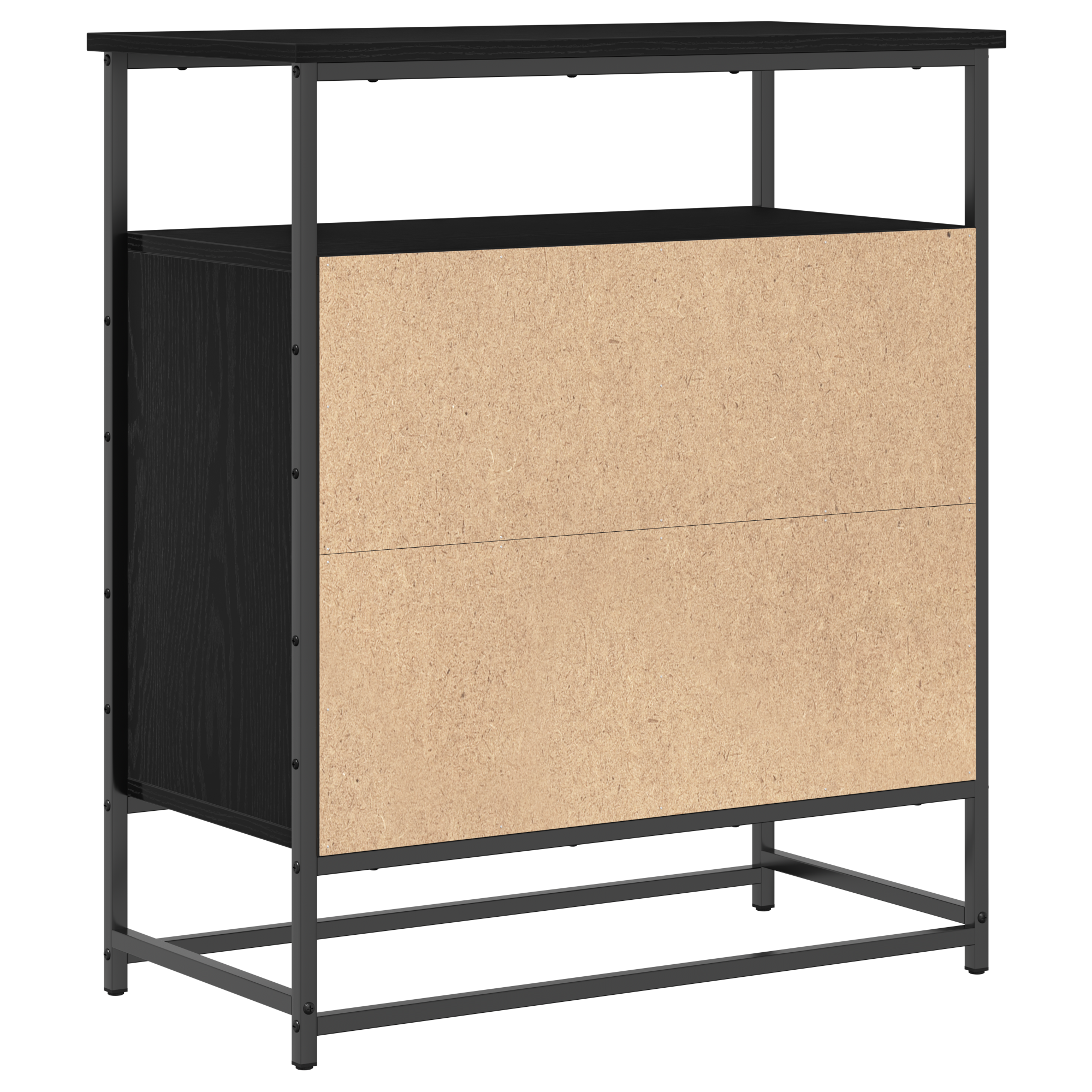 Sideboard Black Oak 69x35x80 cm Engineered Wood and Steel - Image 8