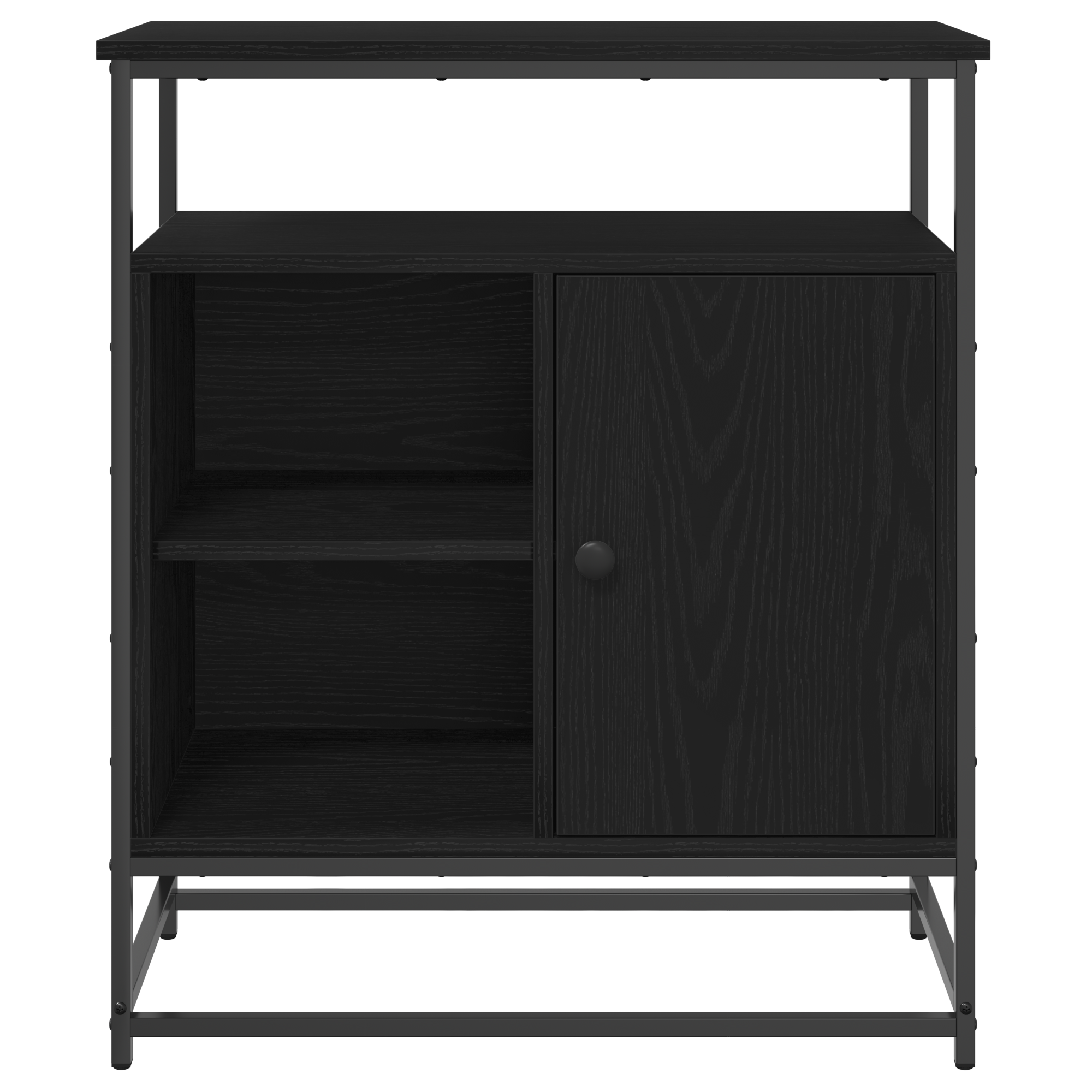Sideboard Black Oak 69x35x80 cm Engineered Wood and Steel - Image 6
