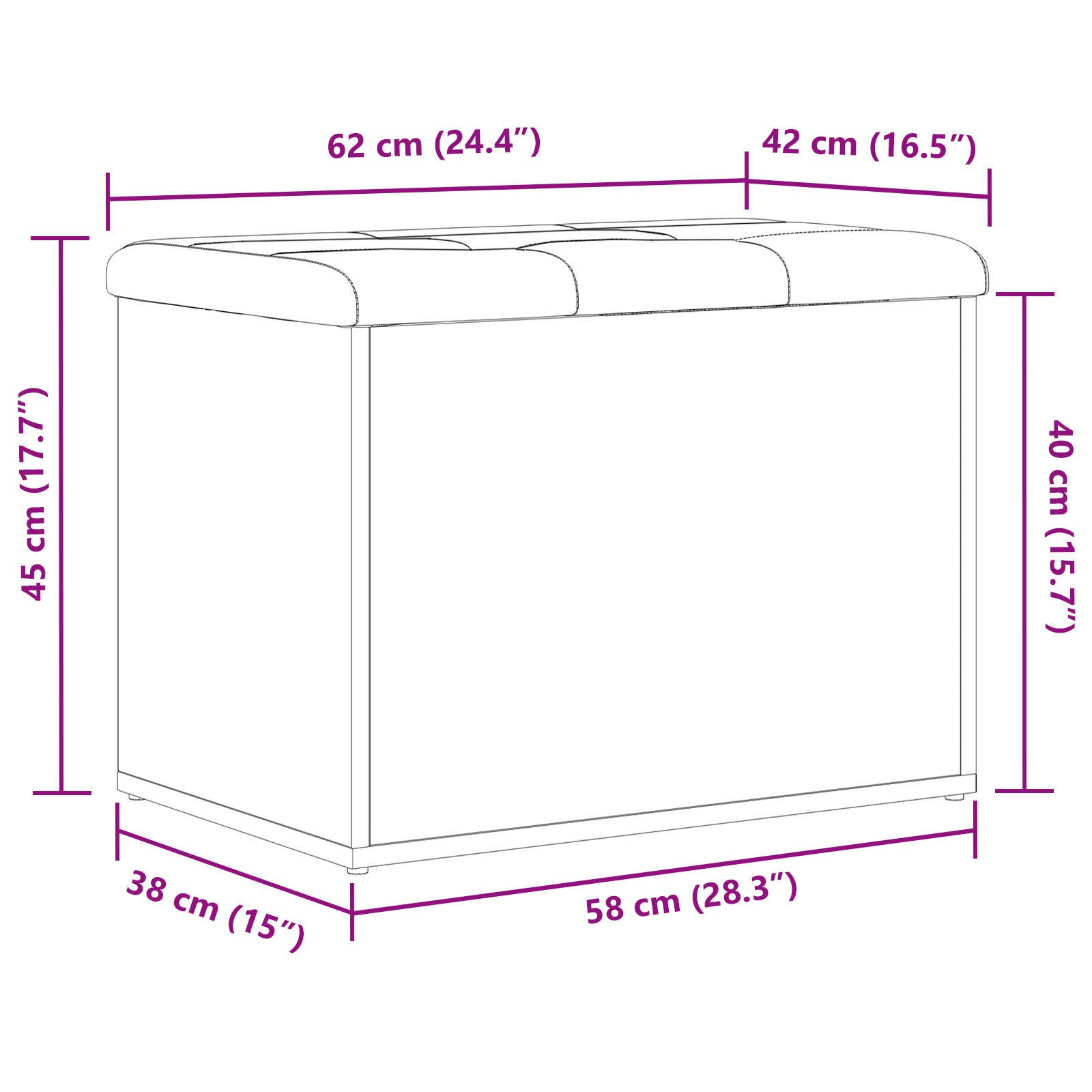 Storage Bench Black Oak 60x40x45 cm Engineered Wood - Image 10