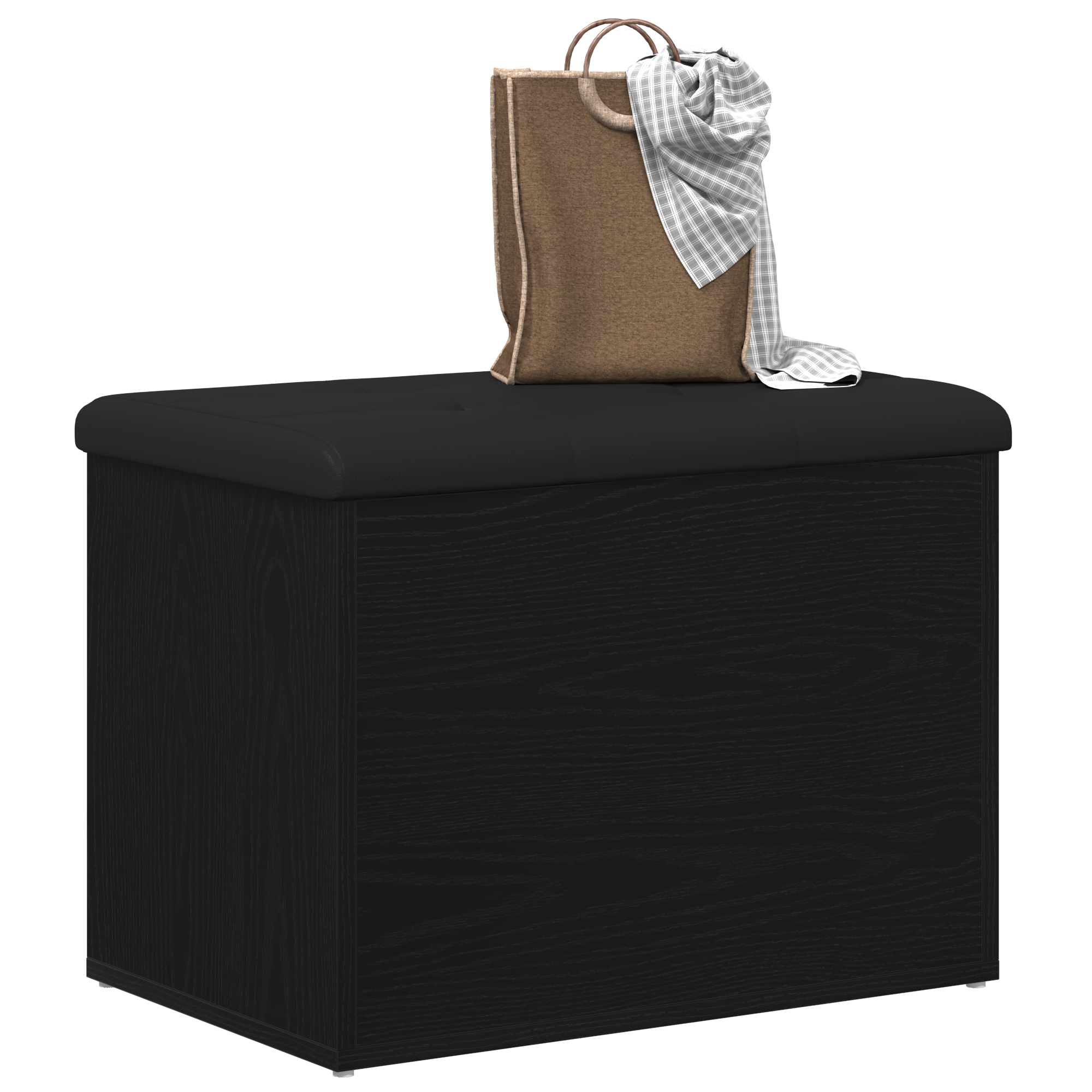Storage Bench Black Oak 60x40x45 cm Engineered Wood - Image 3