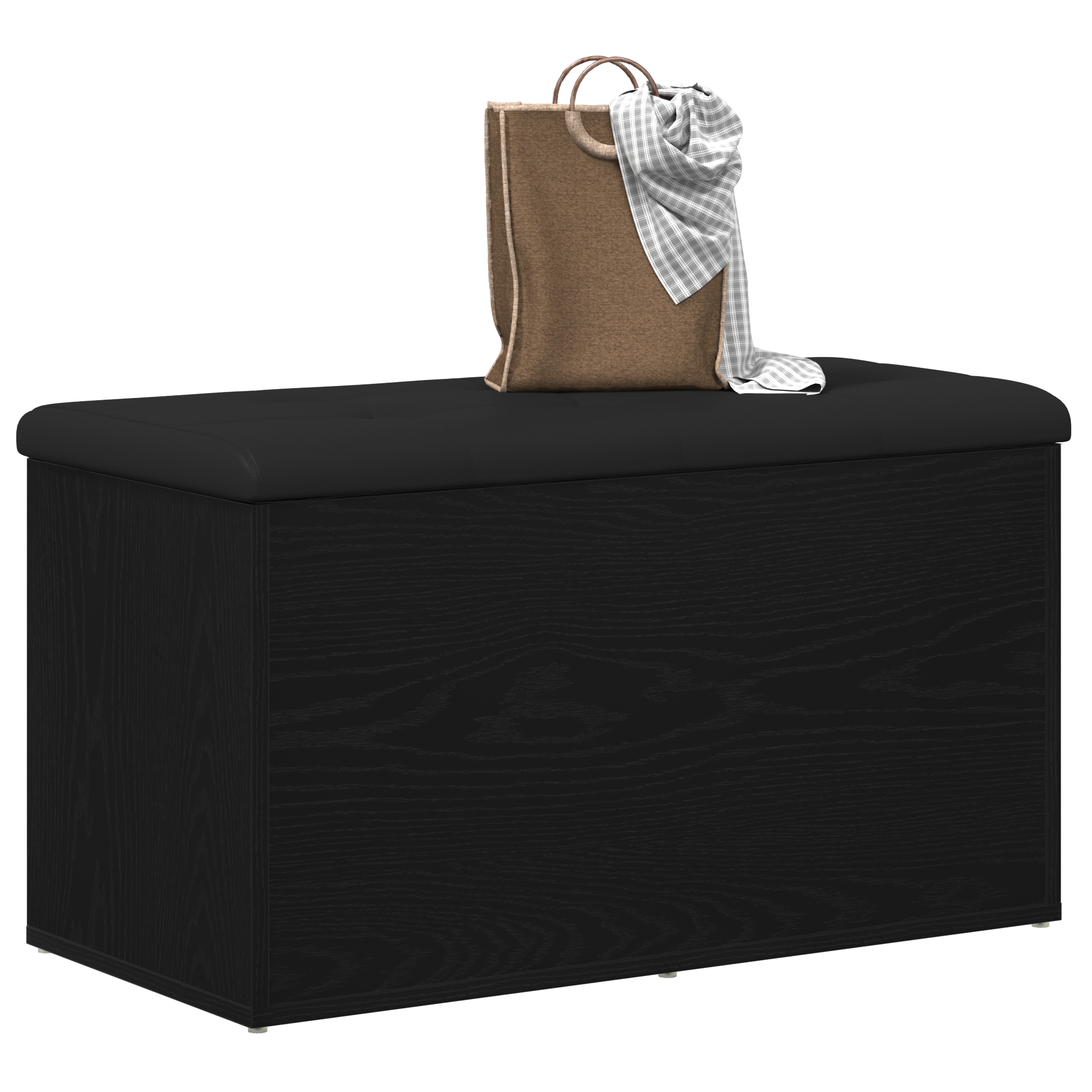 Storage Bench Black Oak 80x40x45 cm Engineered Wood - Image 3