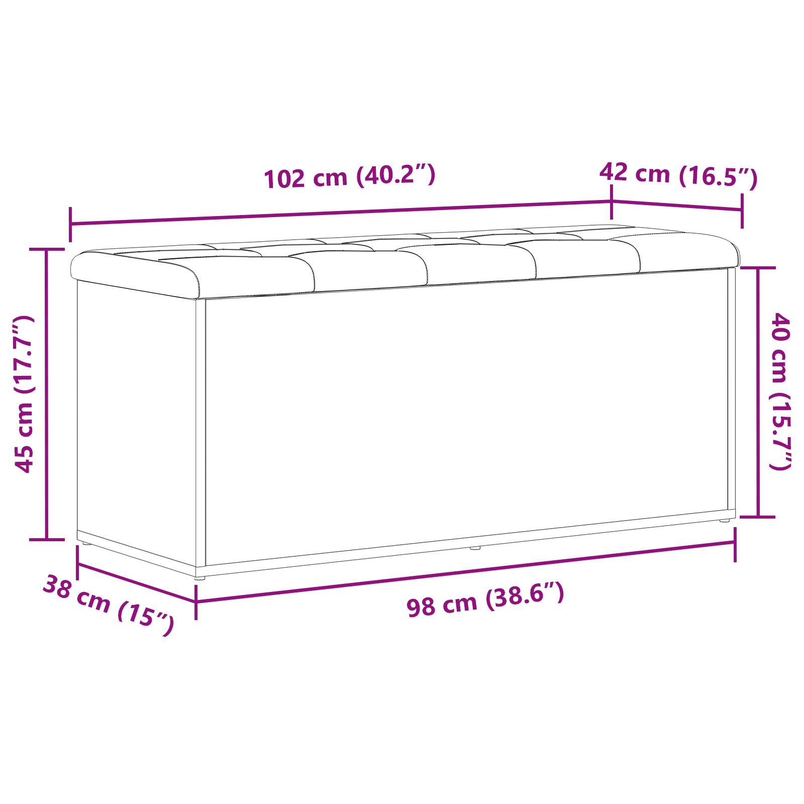 Storage Bench Black Oak 100x40x45 cm Engineered Wood - Image 10