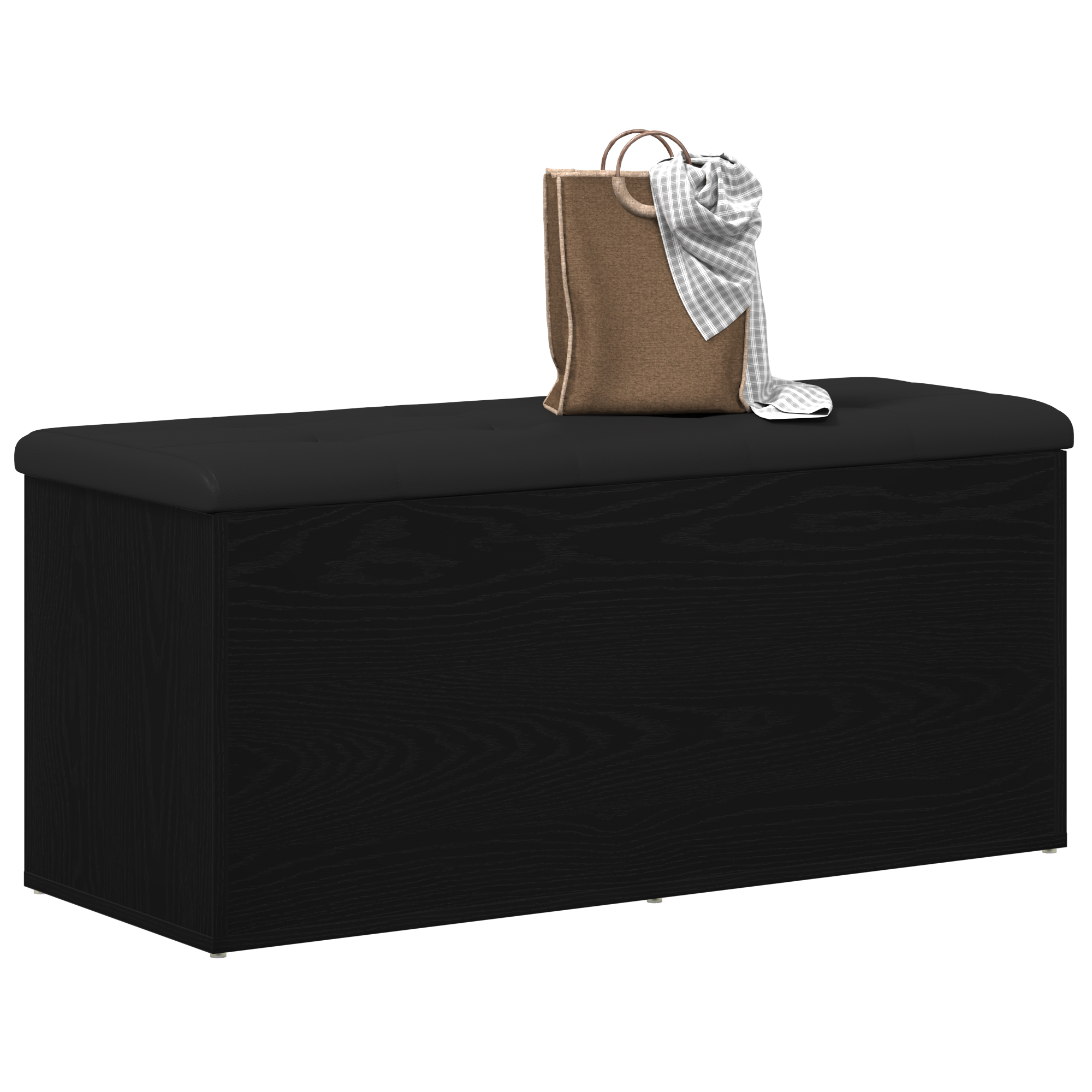 Storage Bench Black Oak 100x40x45 cm Engineered Wood - Image 3