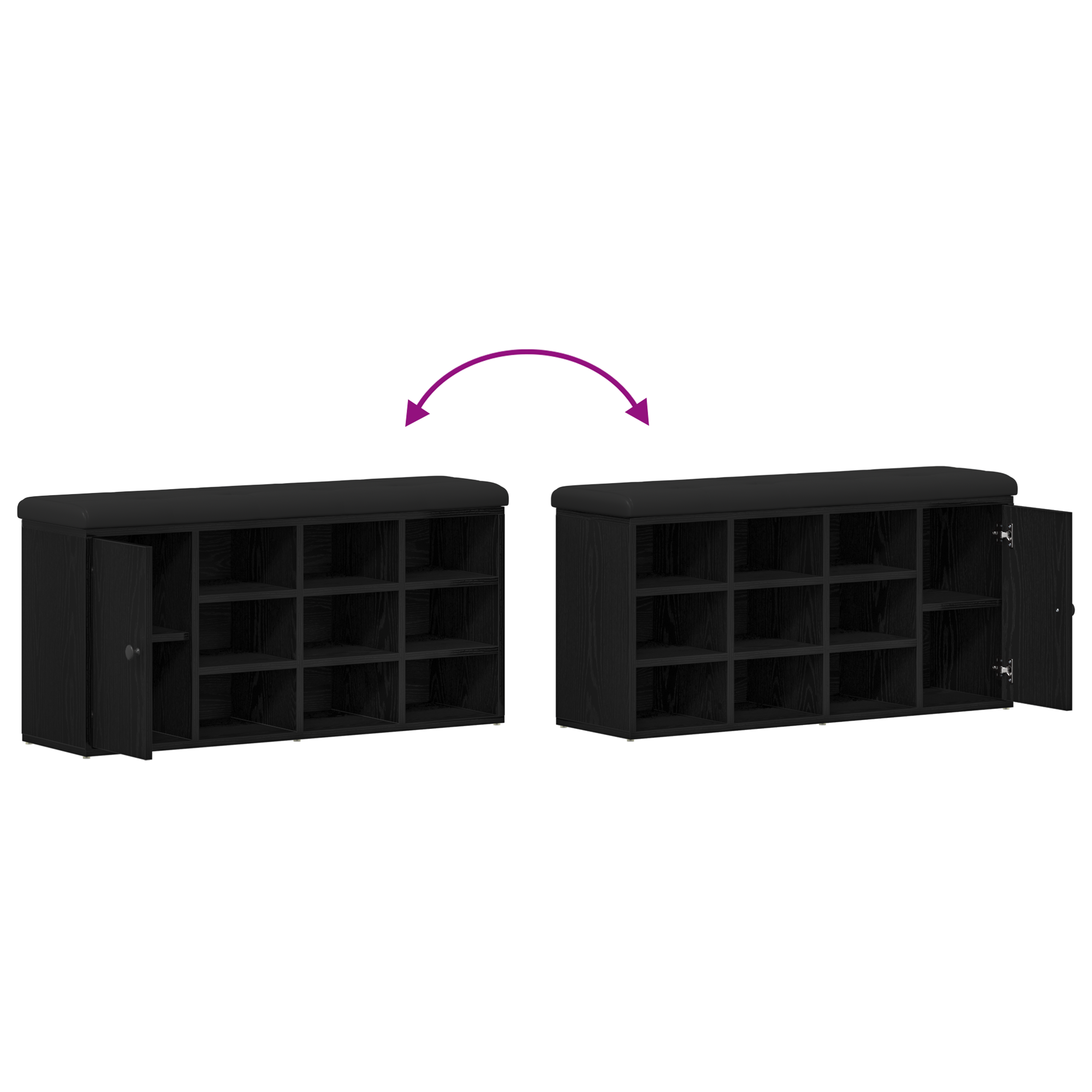 Storage Bench Black Oak 100x30x48 cm Engineered Wood - Image 11