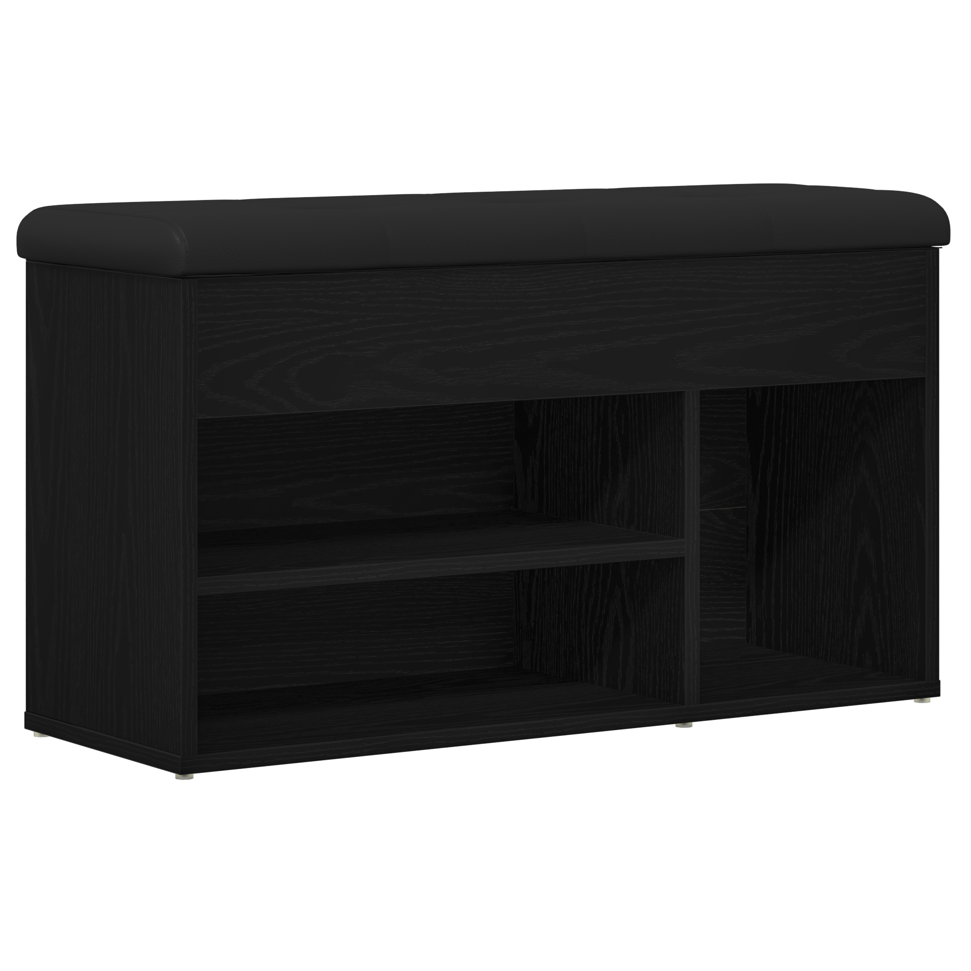 Saugojimo suolas Juodasis 80x30x45 cm Inžinerinė mediena - Image 2