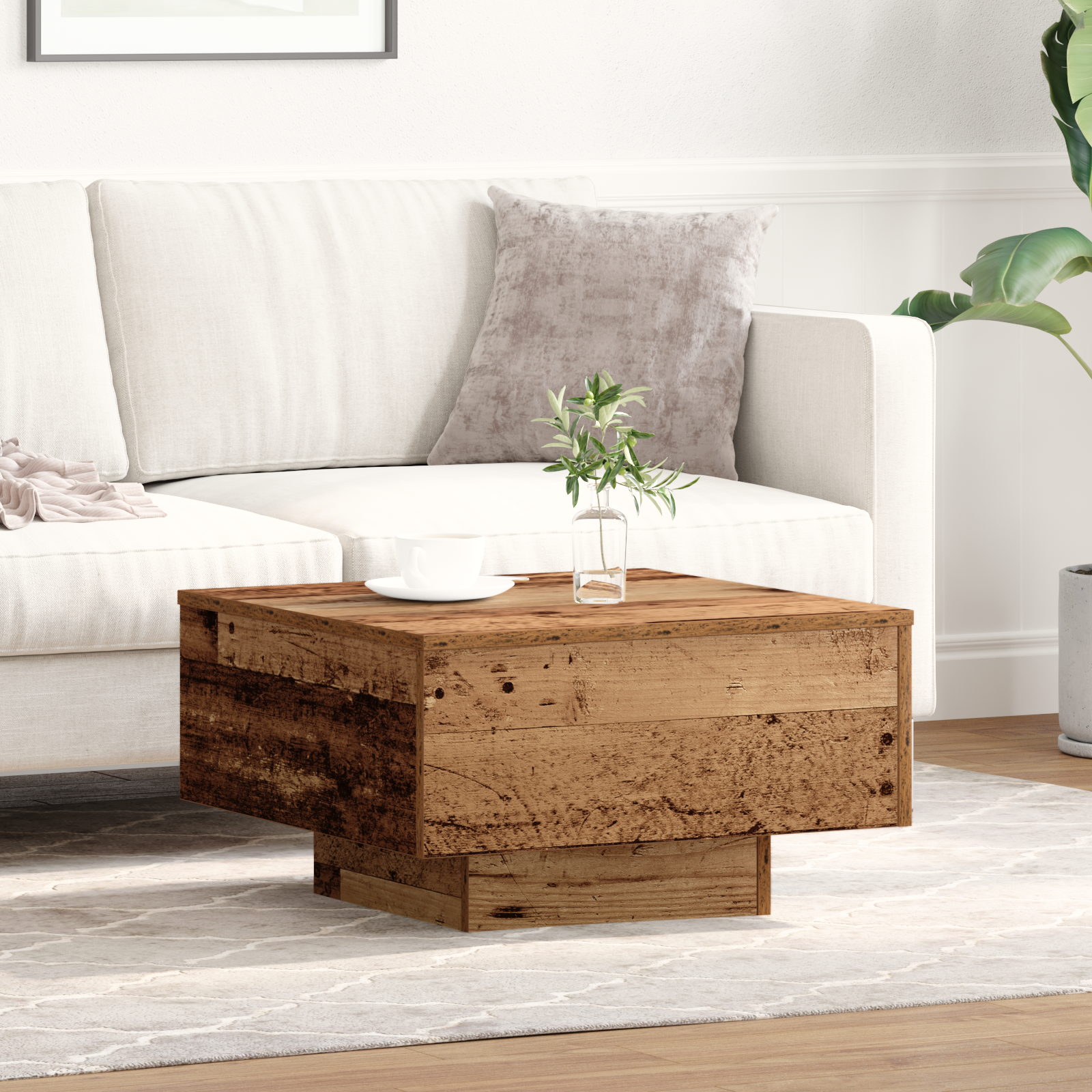 Coffee Table, Old Wood, 55x55x31 cm, Engineered Wood