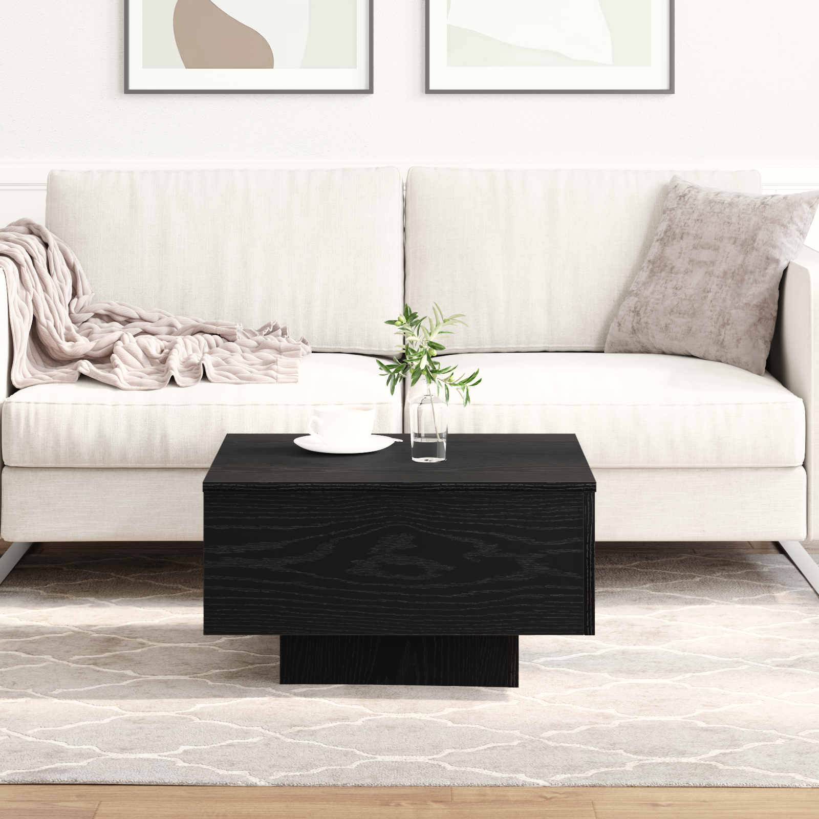 Black Oak Coffee Table 55x55x31 cm Made from Engineered Wood - Image 4