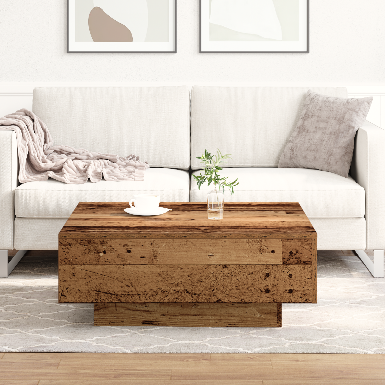 Coffee Table - Old Wood - 80x80x31 cm - Engineered Wood - Image 5