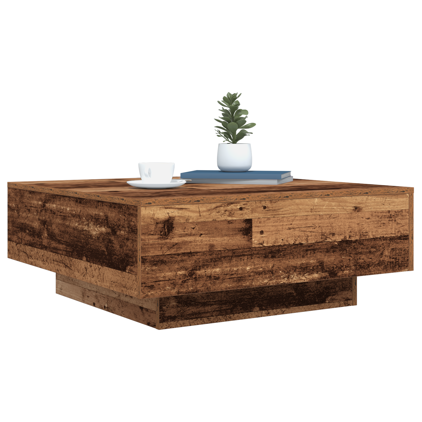 Coffee Table with LED Lights Old Wood 80x80x31 cm - Image 3