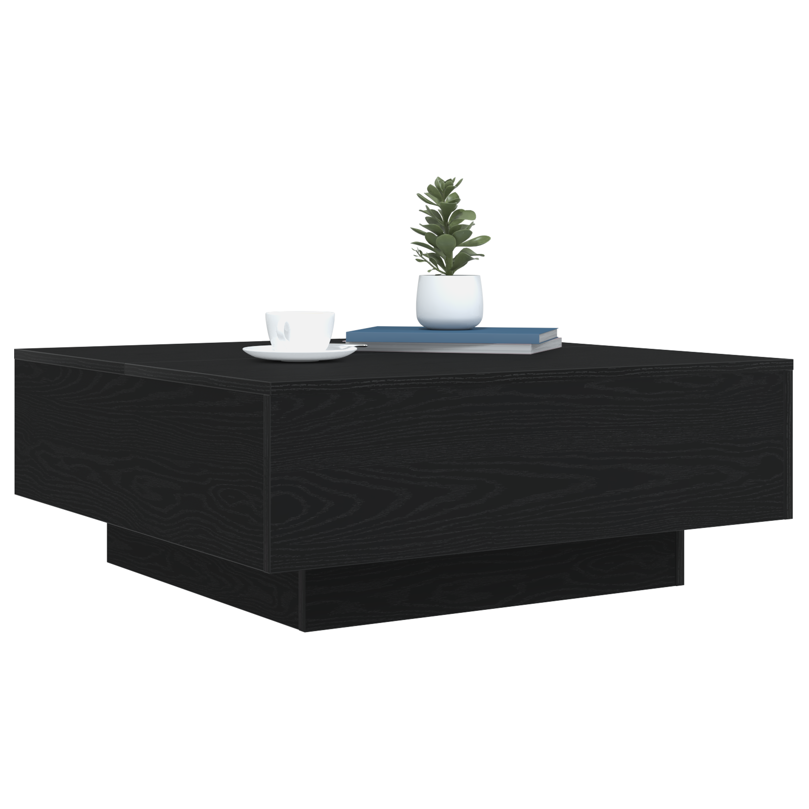 Coffee Table with LED Lights Black Oak 80x80x31 cm - Image 3