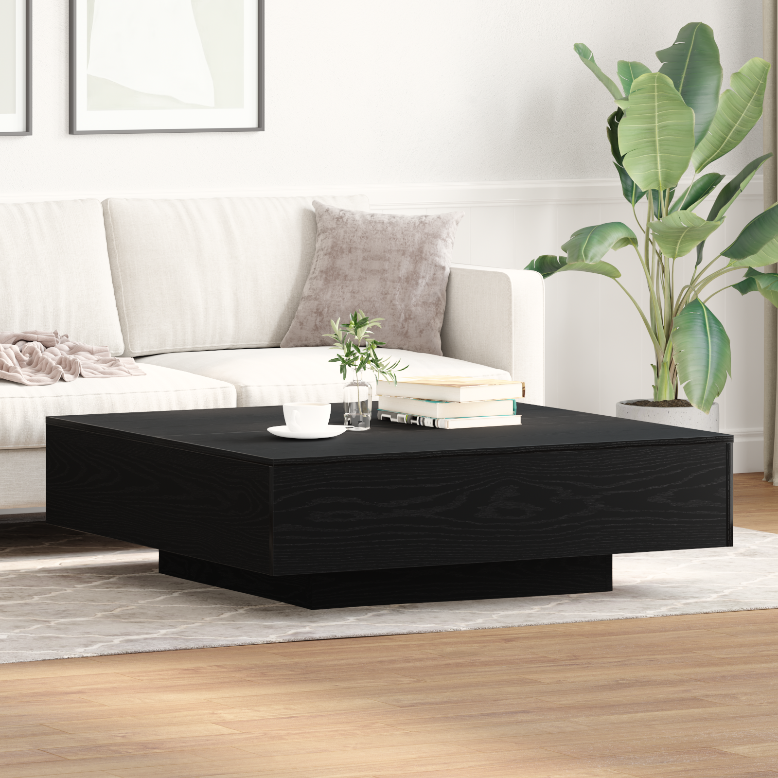 Coffee Table Black Oak 100x100x31 cm Engineered Wood