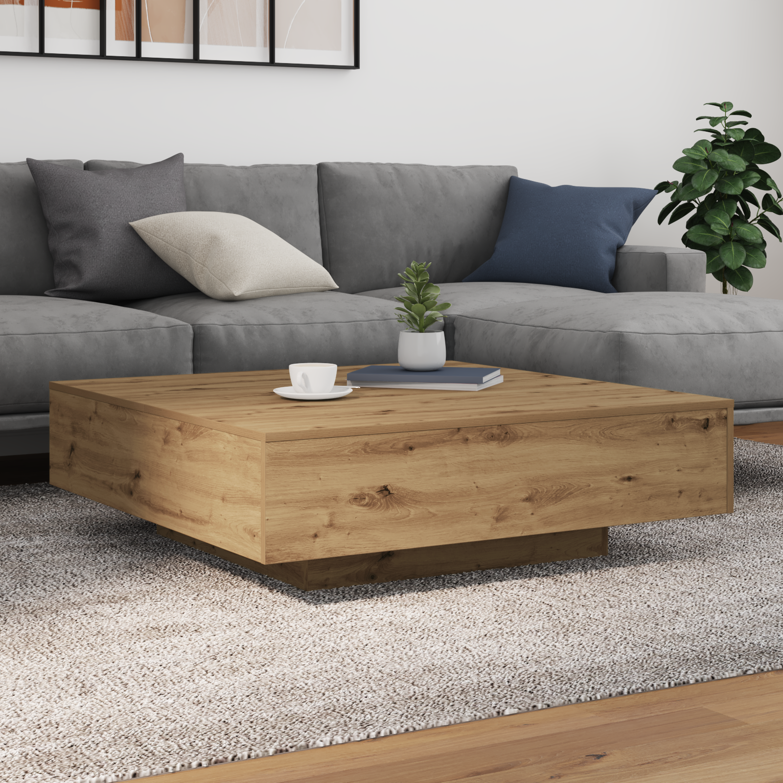 vidaXL Masă de Cafea stejar artizanal 100 x 100 x 31 cm Lemn compozit