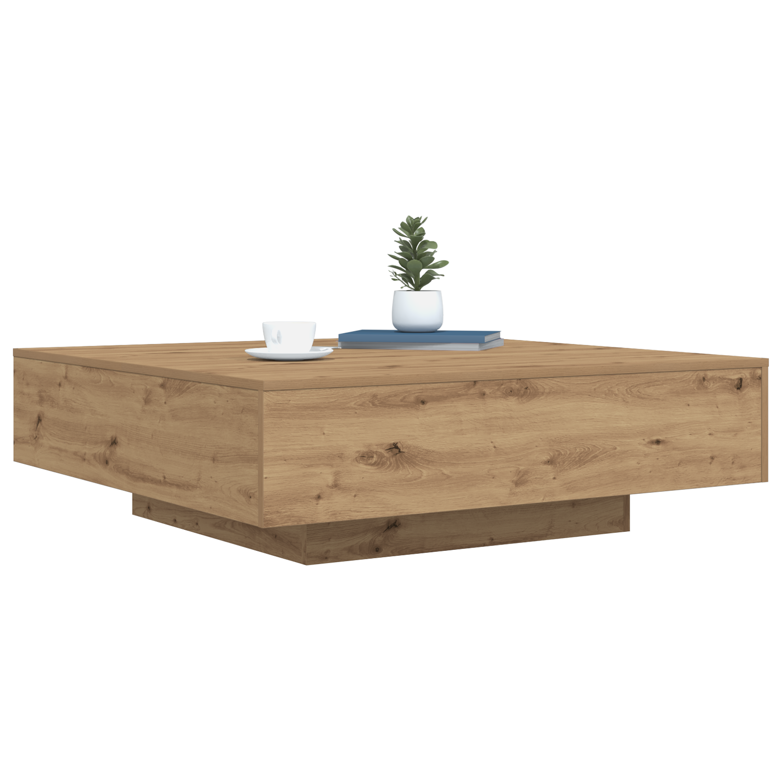 Coffee Table with LED Lights Artisan Oak 100x100x31 cm - Image 3