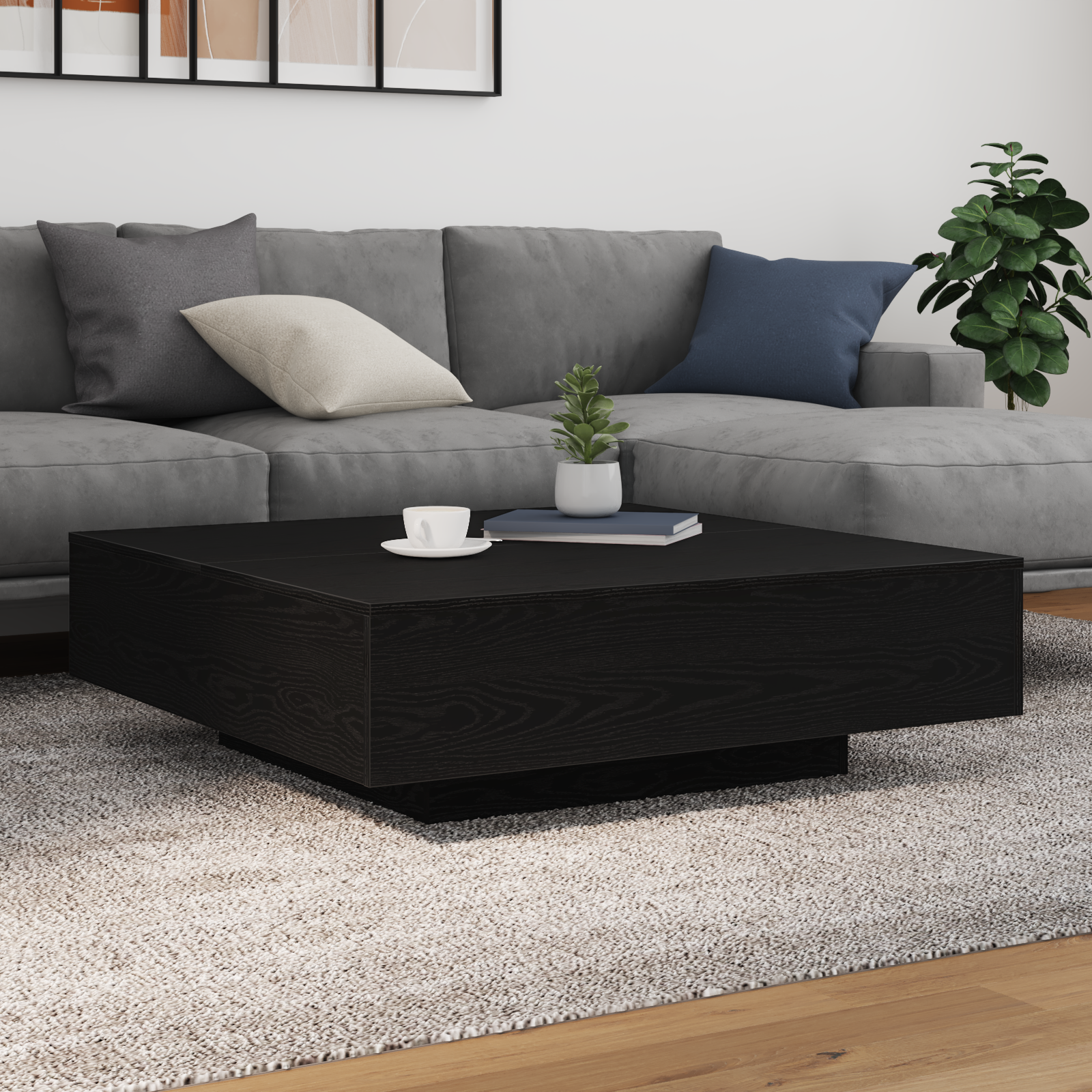 Thumbnail - vidaXL Couchtisch Schwarze Eiche 100 x 100 x 31 cm Holzwerkstoff