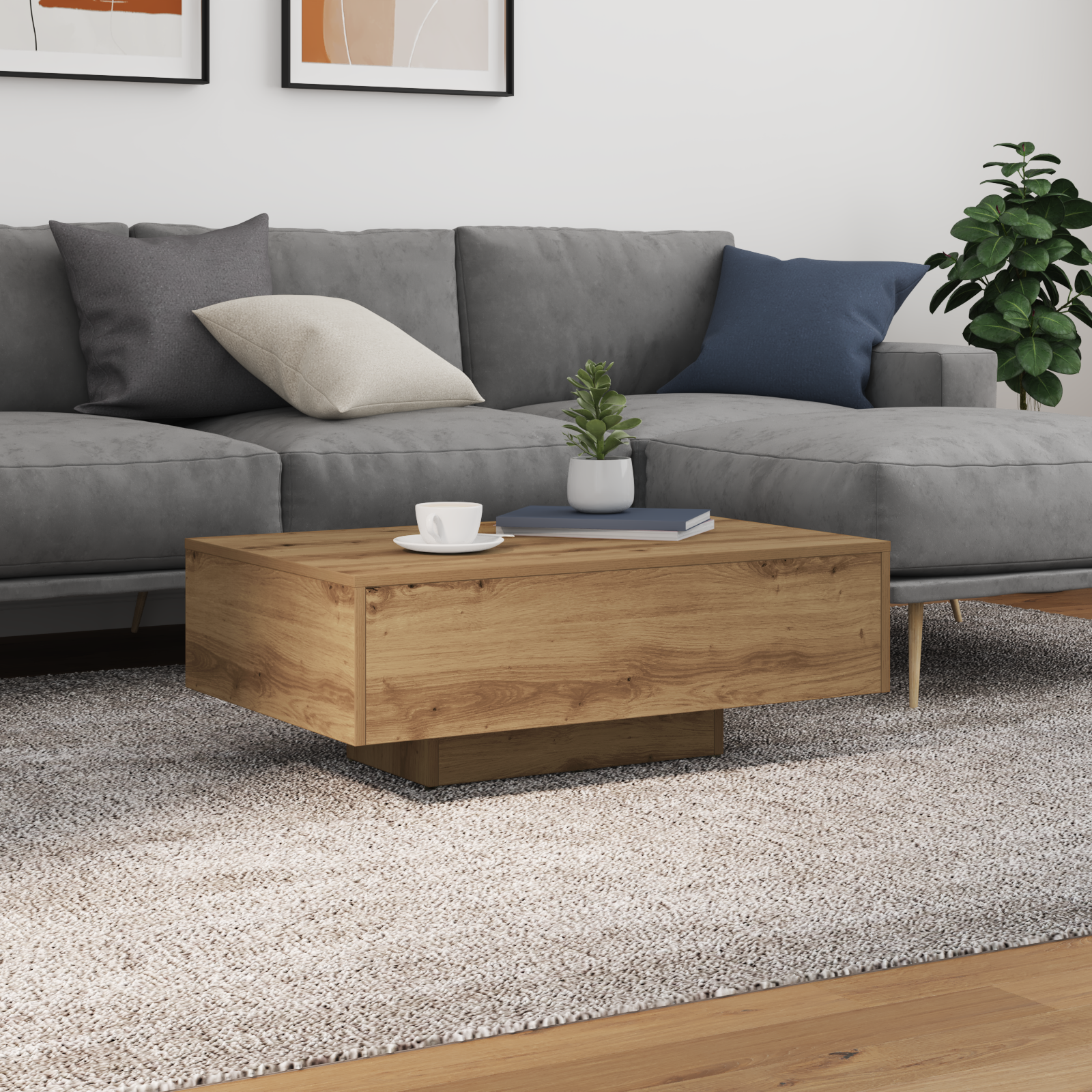 vidaXL Masă de Cafea stejar artizanal 85 x 55 x 31 cm Lemn compozit