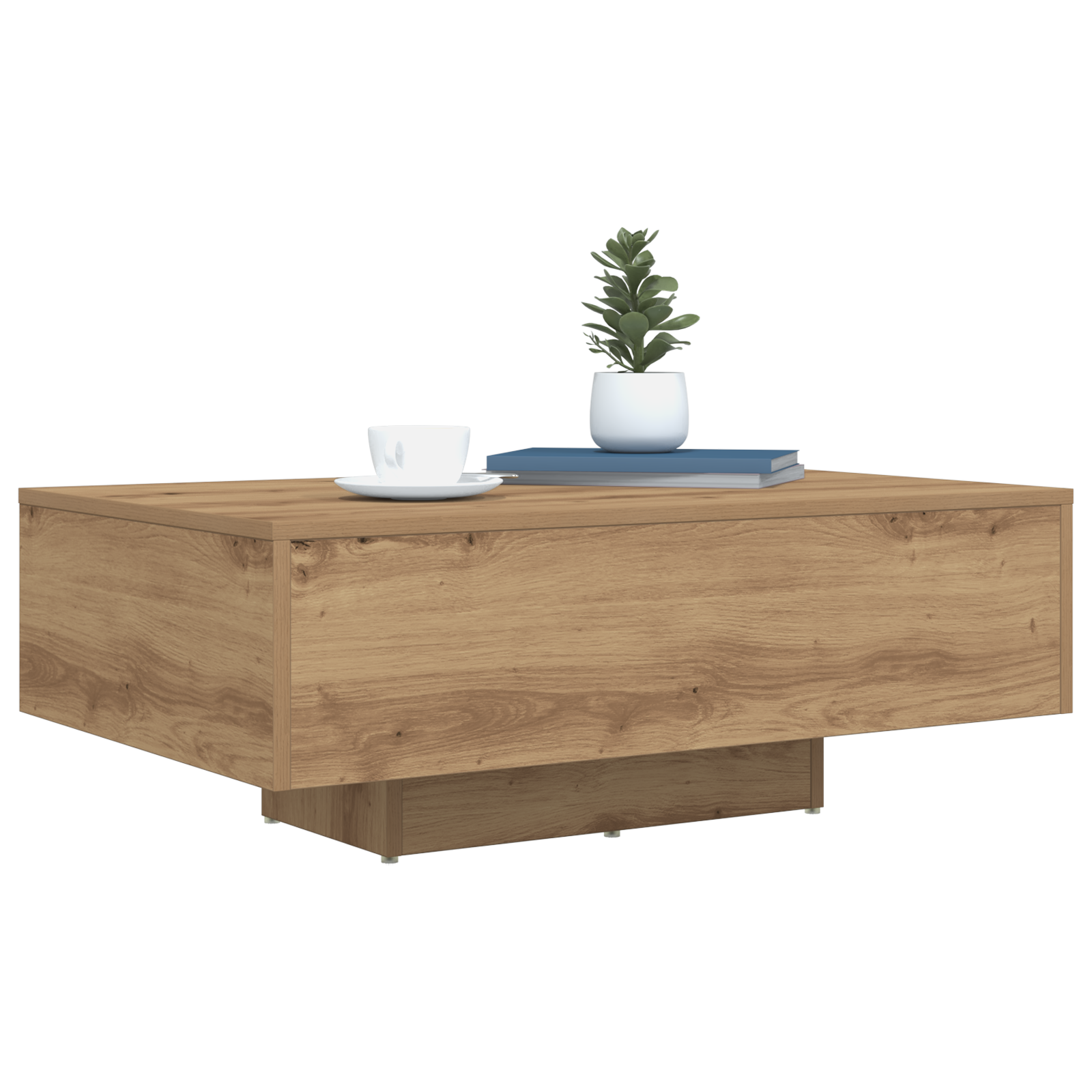 Coffee Table with LED Lights Artisan Oak 85x55x31 cm - Image 3