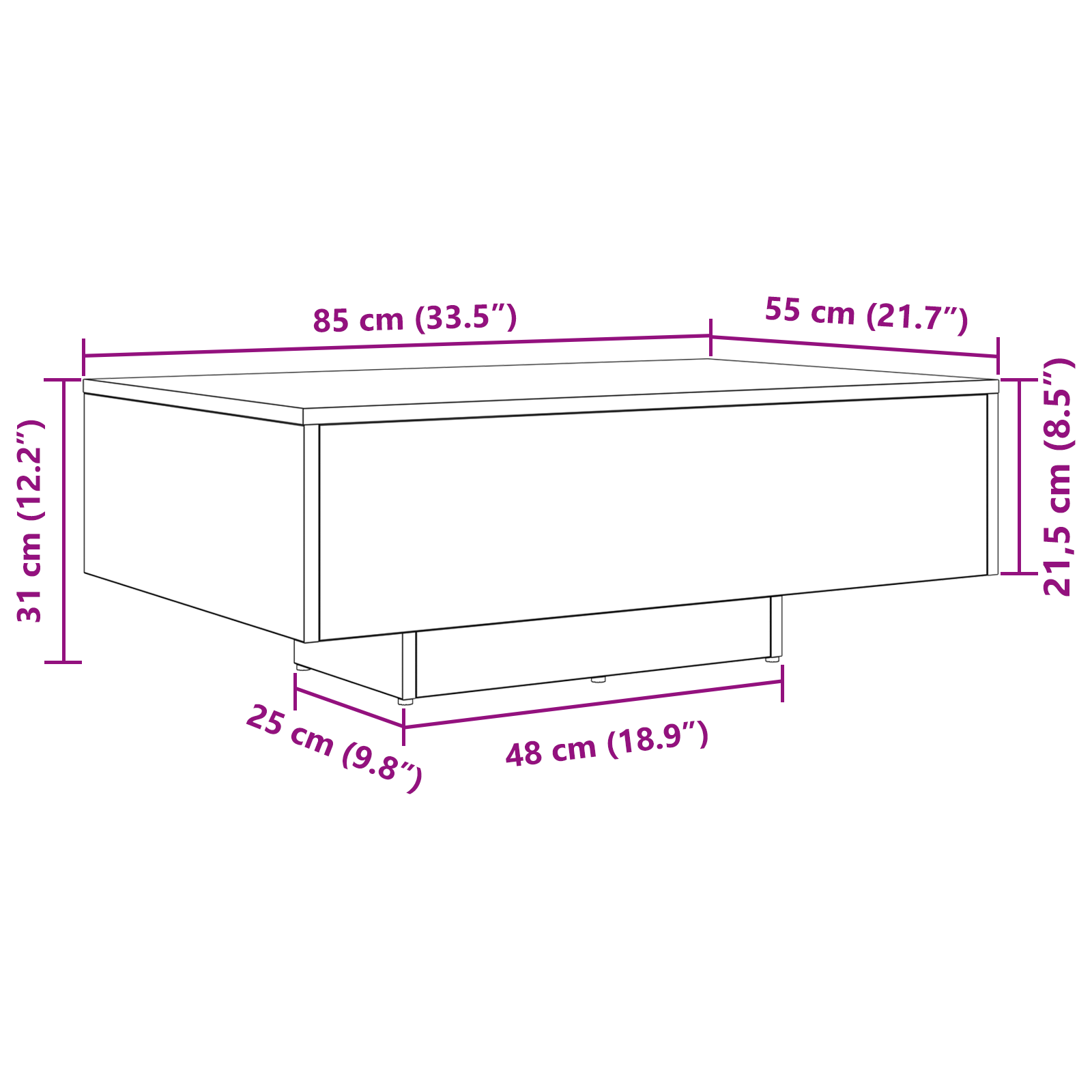 Масичка за кафе с LED осветление Черен дъб 85x55x31 см - Image 11