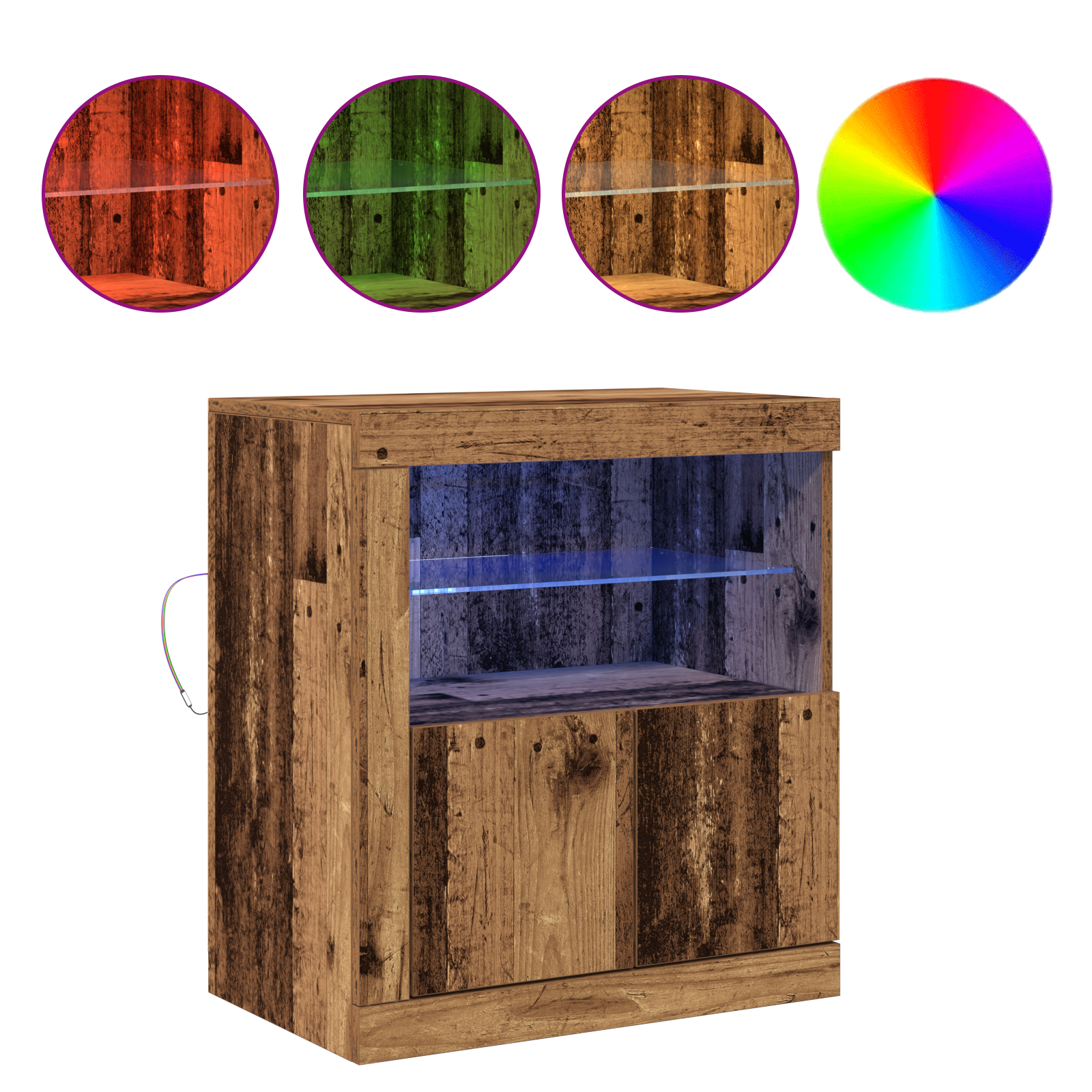 Sideboard with LED Lights Old Wood 60,5x37x67 cm - Image 4