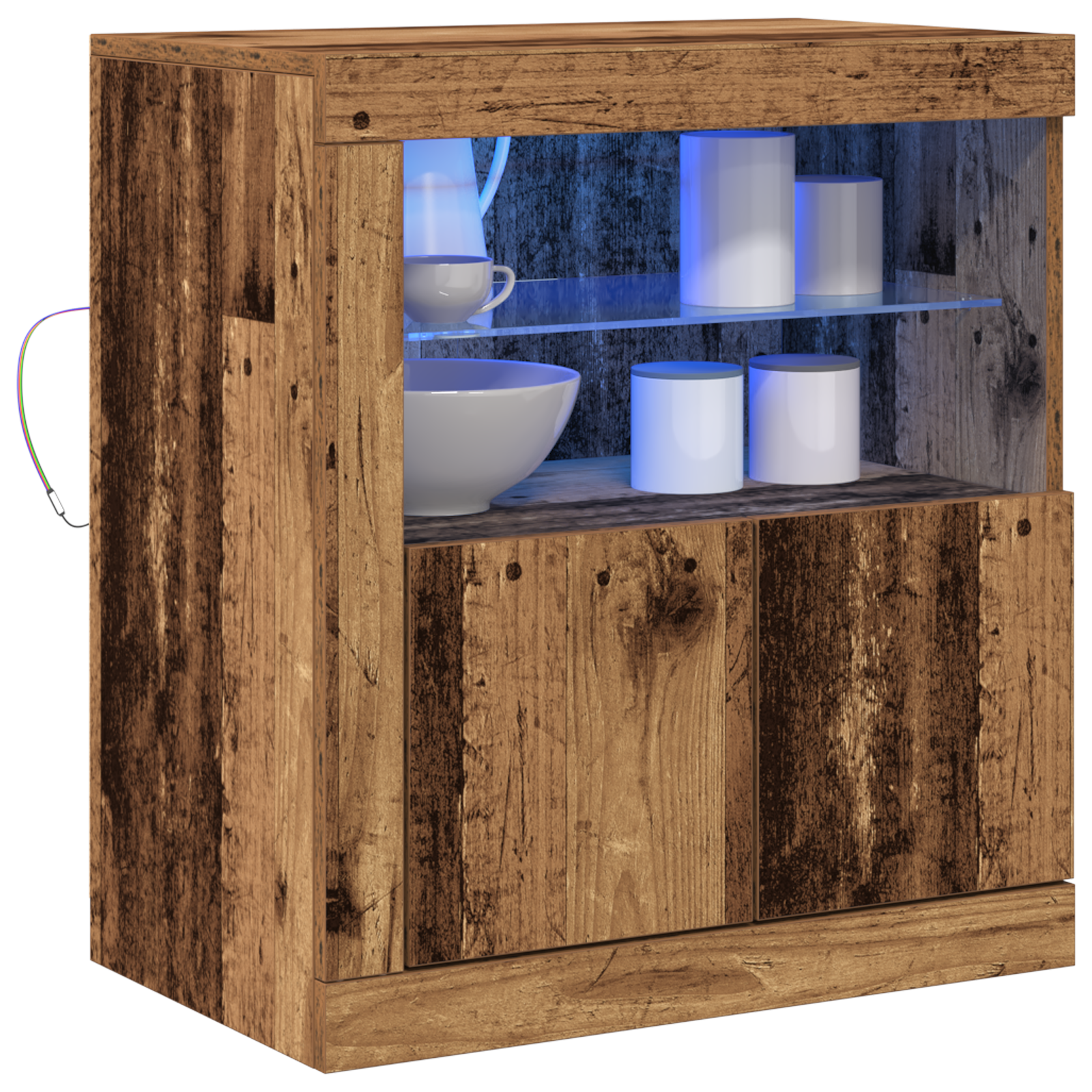 Sideboard with LED Lights Old Wood 60,5x37x67 cm - Image 3