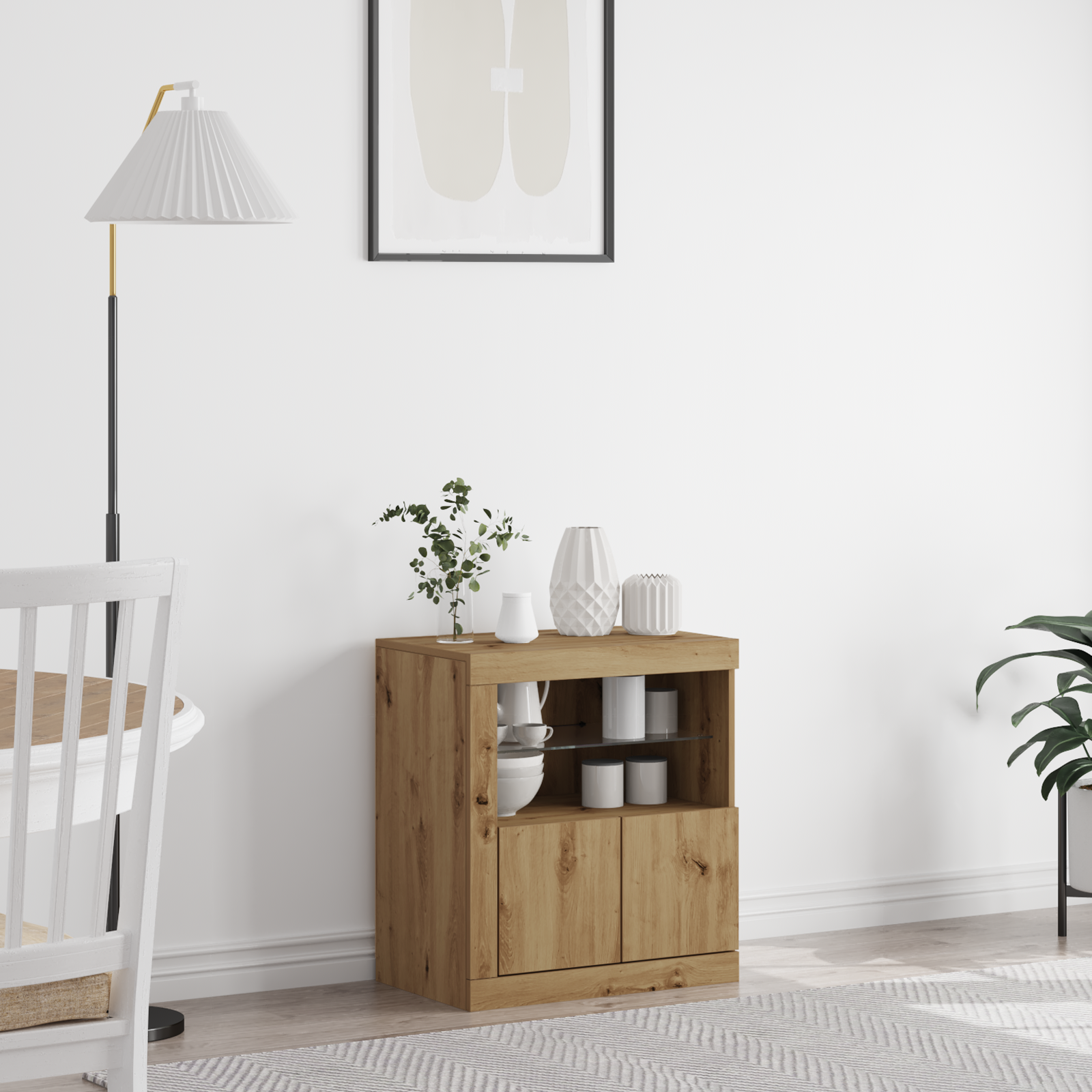 Sideboard with LED Lights Artisan Oak 60,5x37x67 cm