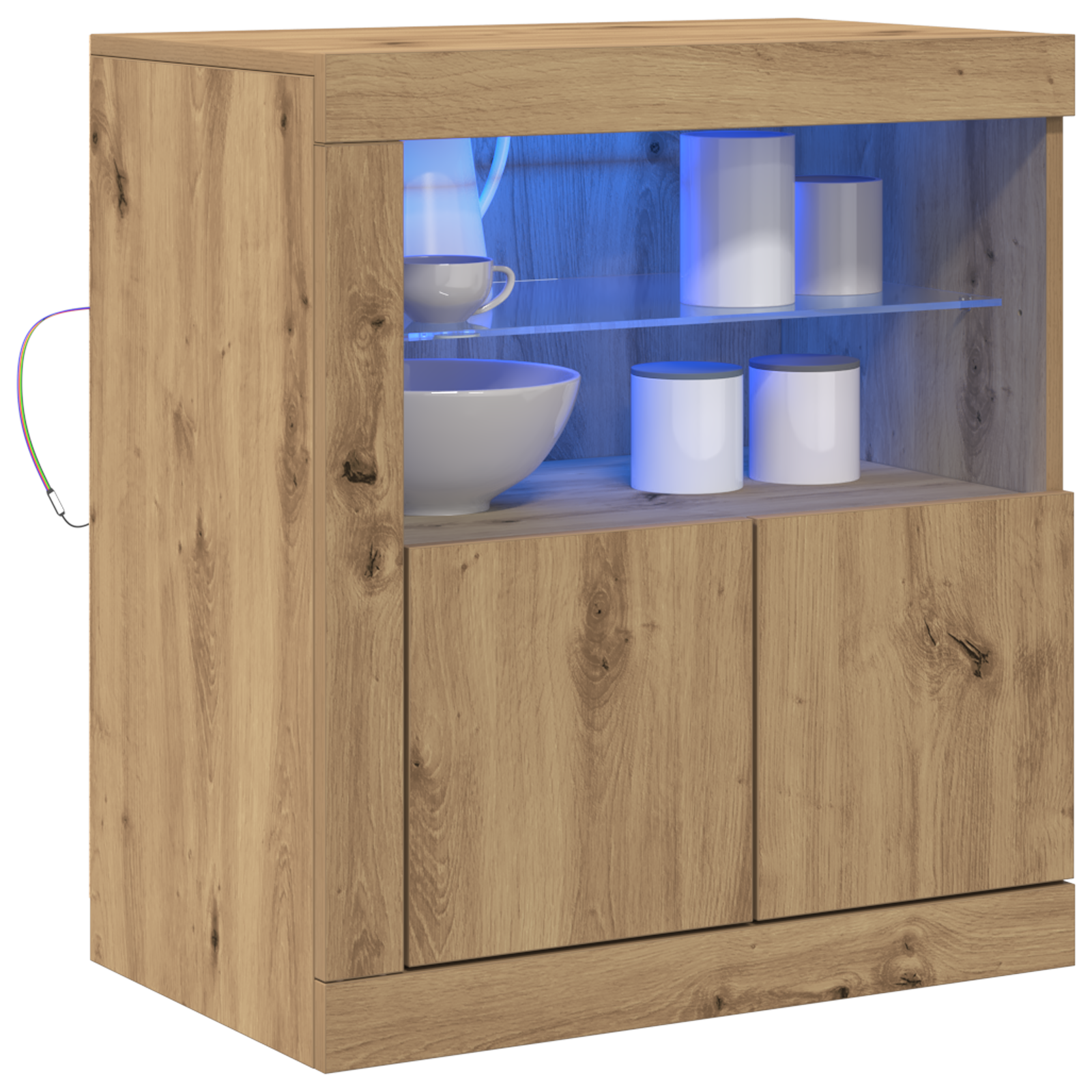 Sideboard with LED Lights Artisan Oak 60,5x37x67 cm - Image 3
