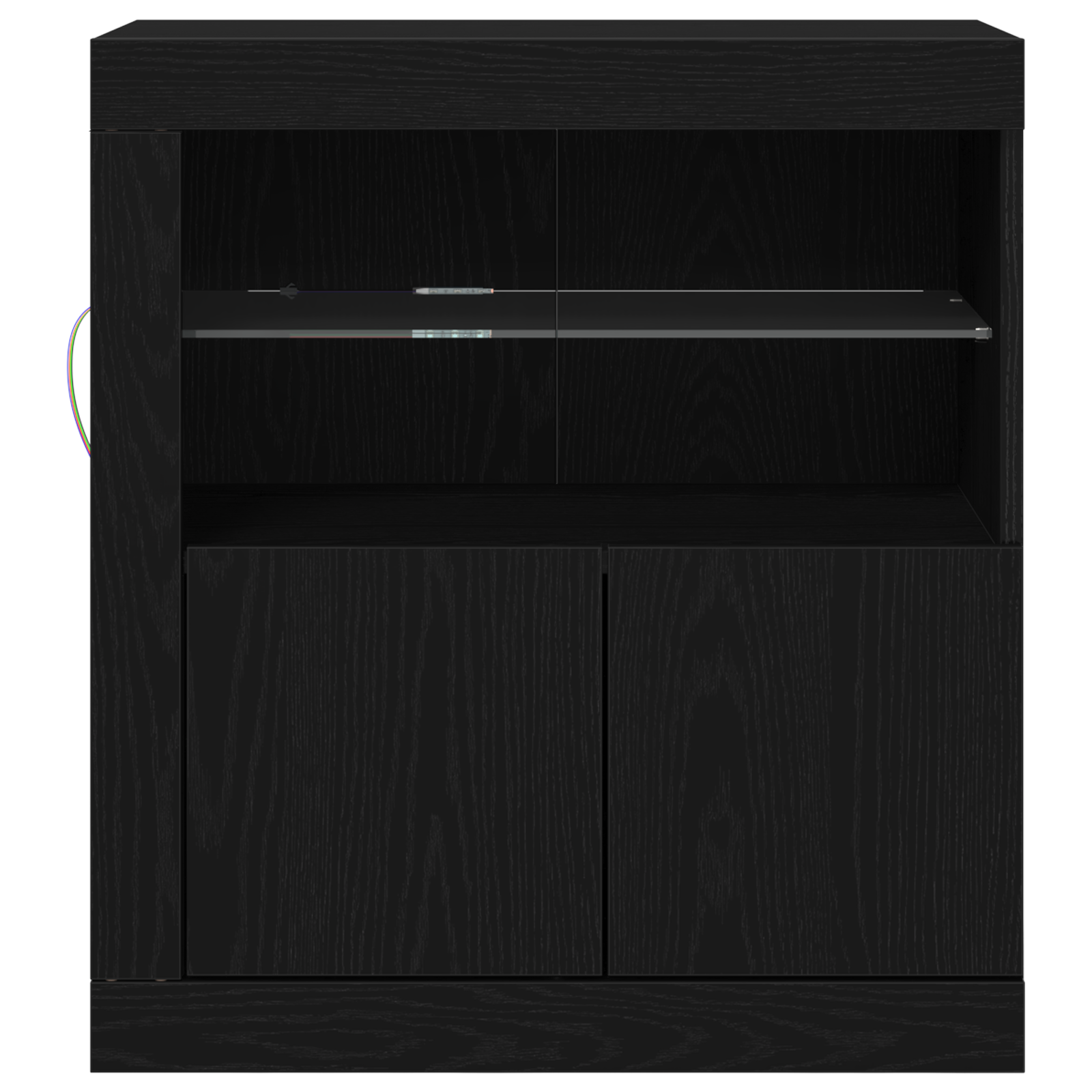 Sideboard with LED Lights Black Oak 60,5x37x67 cm - Image 5