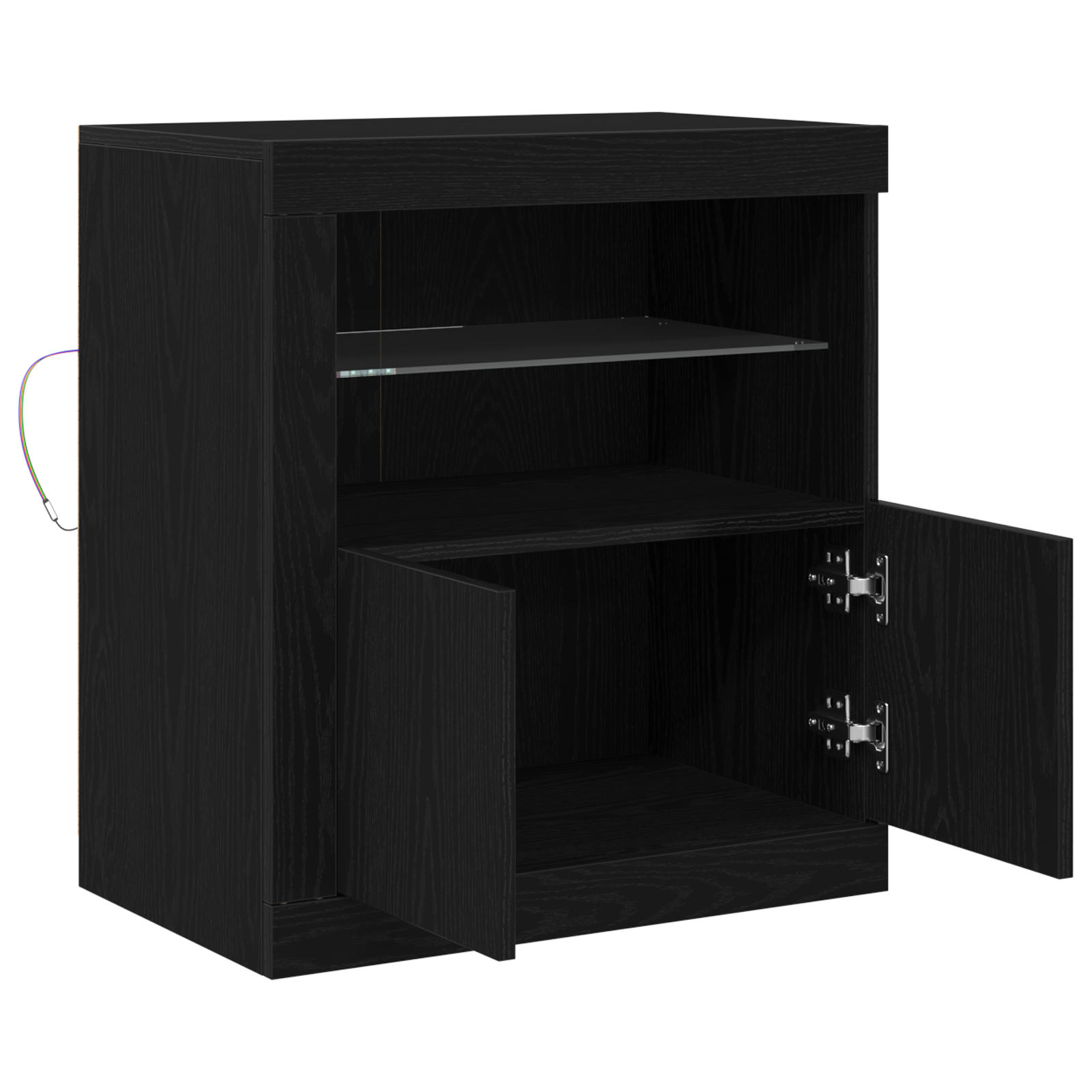 Sideboard with LED Lights Black Oak 60,5x37x67 cm - Image 6