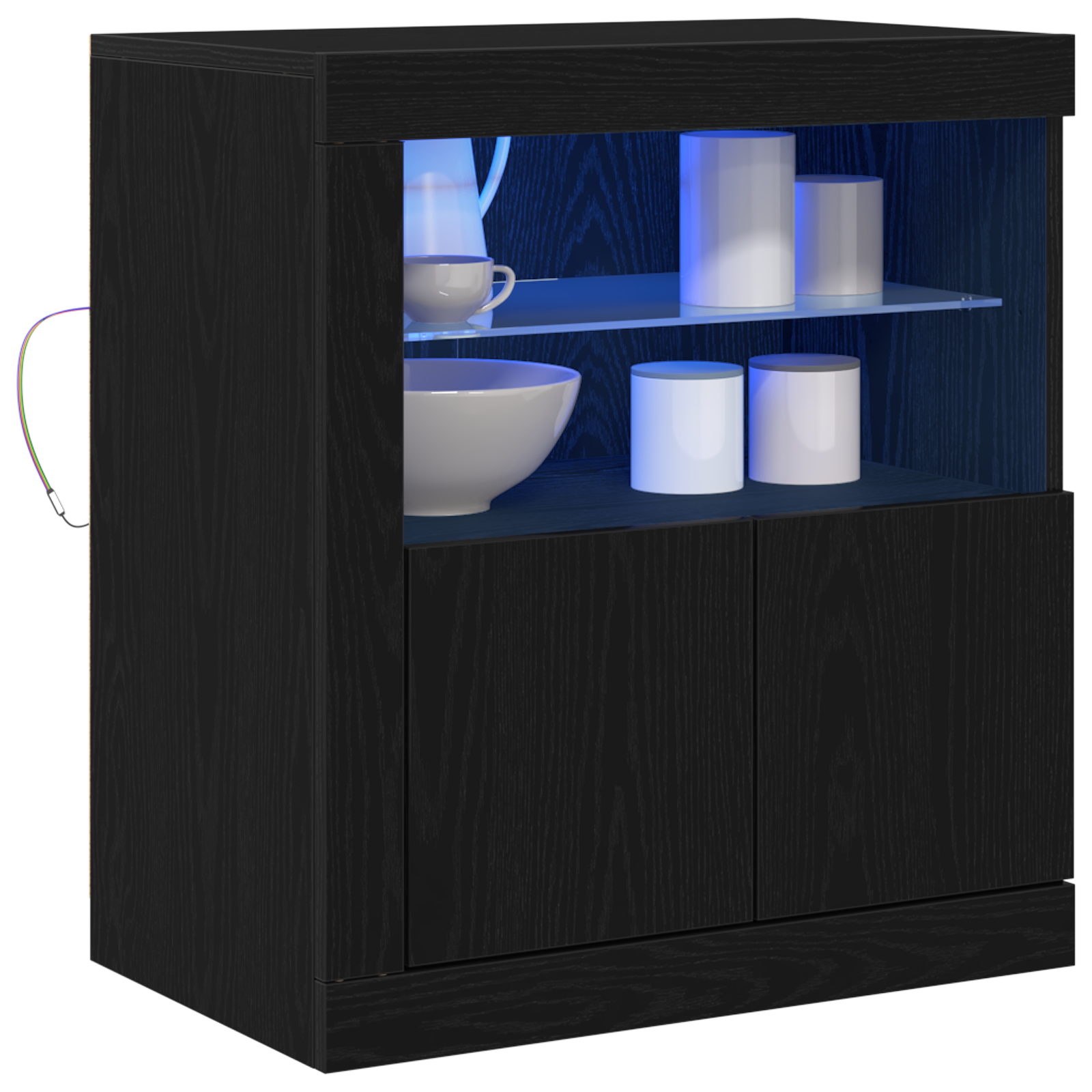 Sideboard with LED Lights Black Oak 60,5x37x67 cm - Image 3