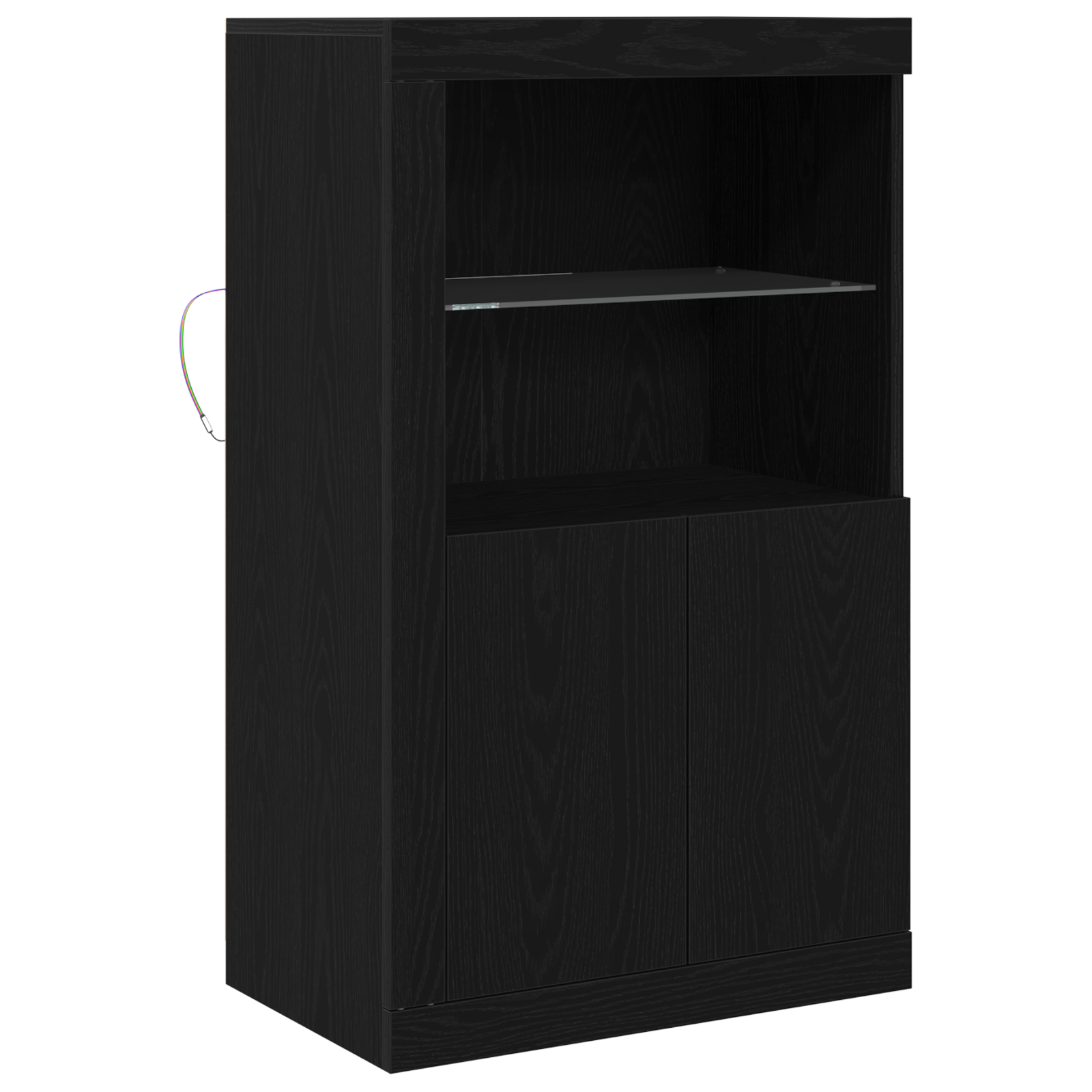 Sideboard with LED Lights Black Oak 60,5x37x100 cm - Image 2