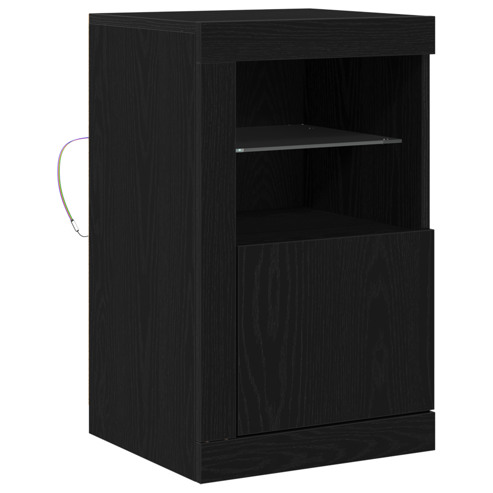 Sideboard with LED Lights Black Oak 41x37x67 cm - Image 2