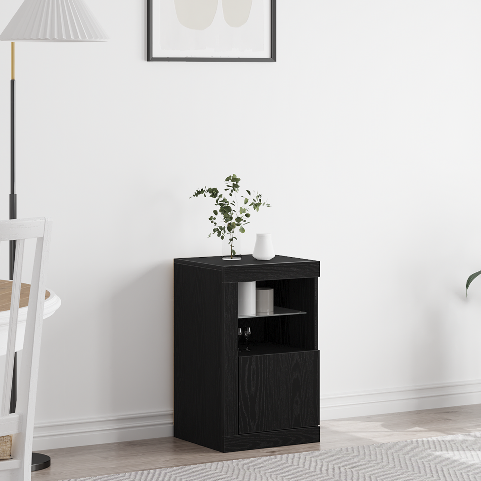Thumbnail - vidaXL Sideboard mit LED-Leuchten Schwarz Eiche 41x37x67 cm