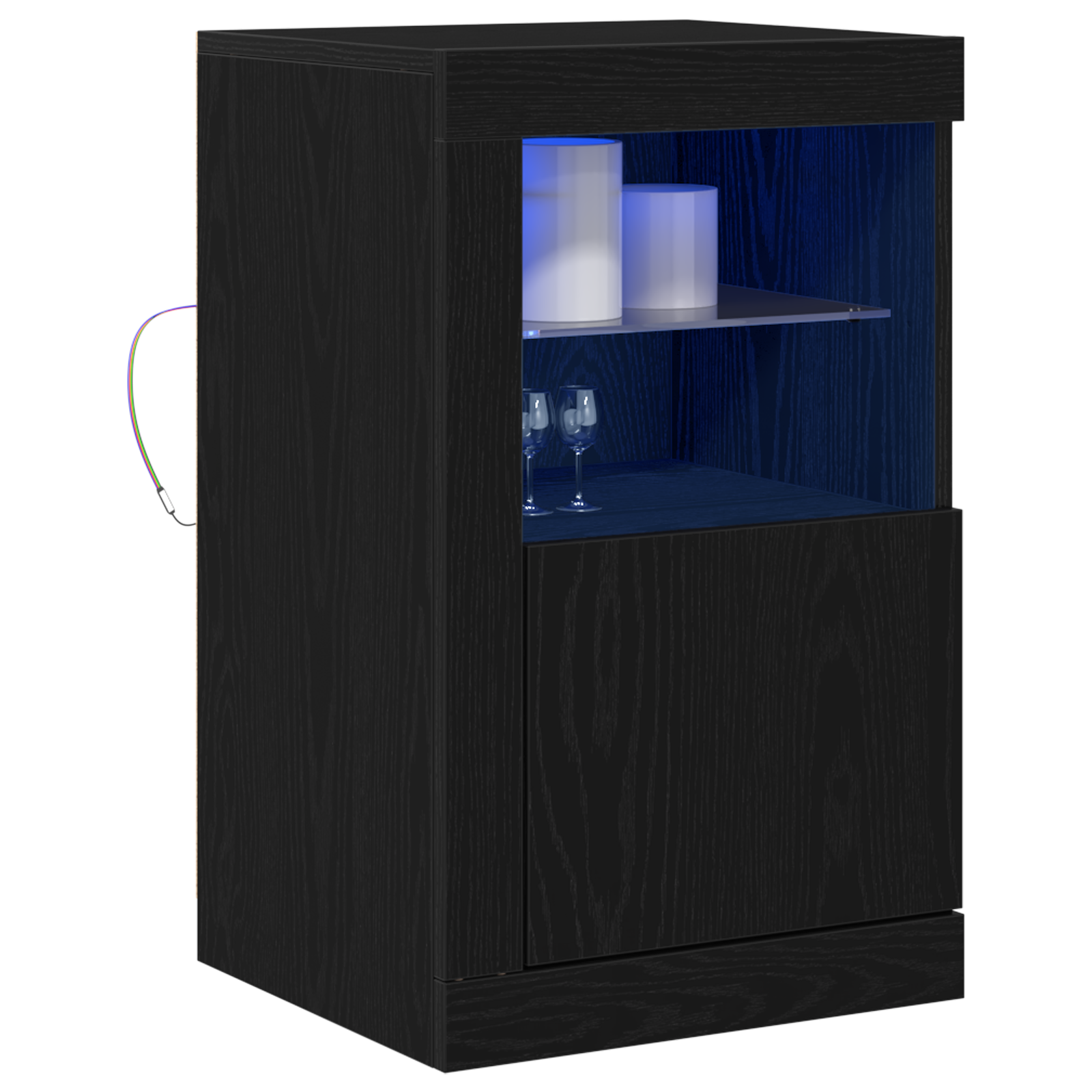 Thumbnail - vidaXL Sideboard mit LED-Leuchten Schwarz Eiche 41x37x67 cm
