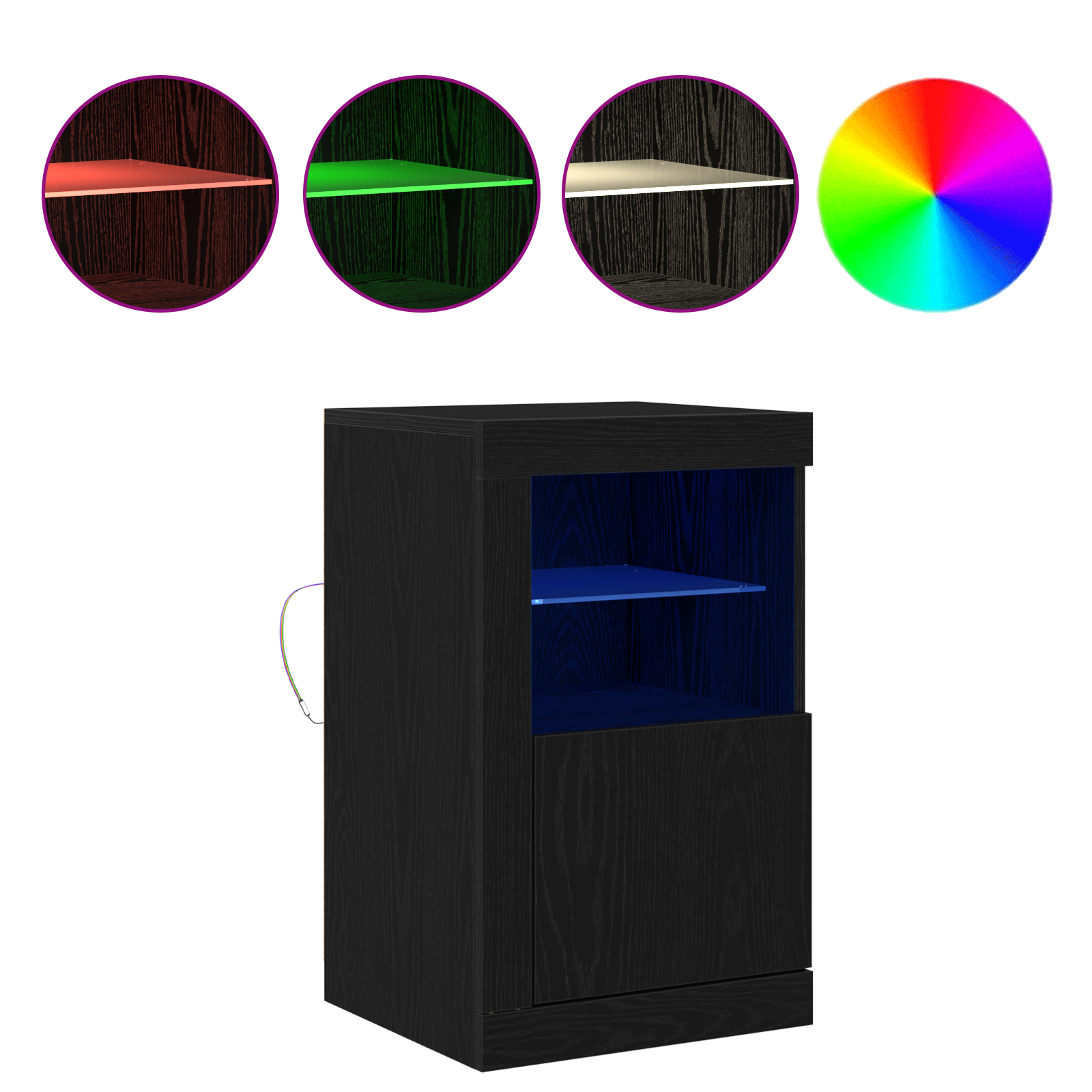 Side Cabinets with LED Lights 2 pcs Black Oak 41x37x67 cm - Image 4