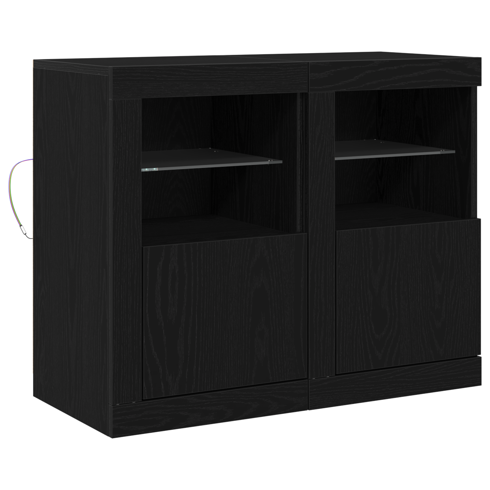 Side Cabinets with LED Lights 2 pcs Black Oak 41x37x67 cm - Image 2