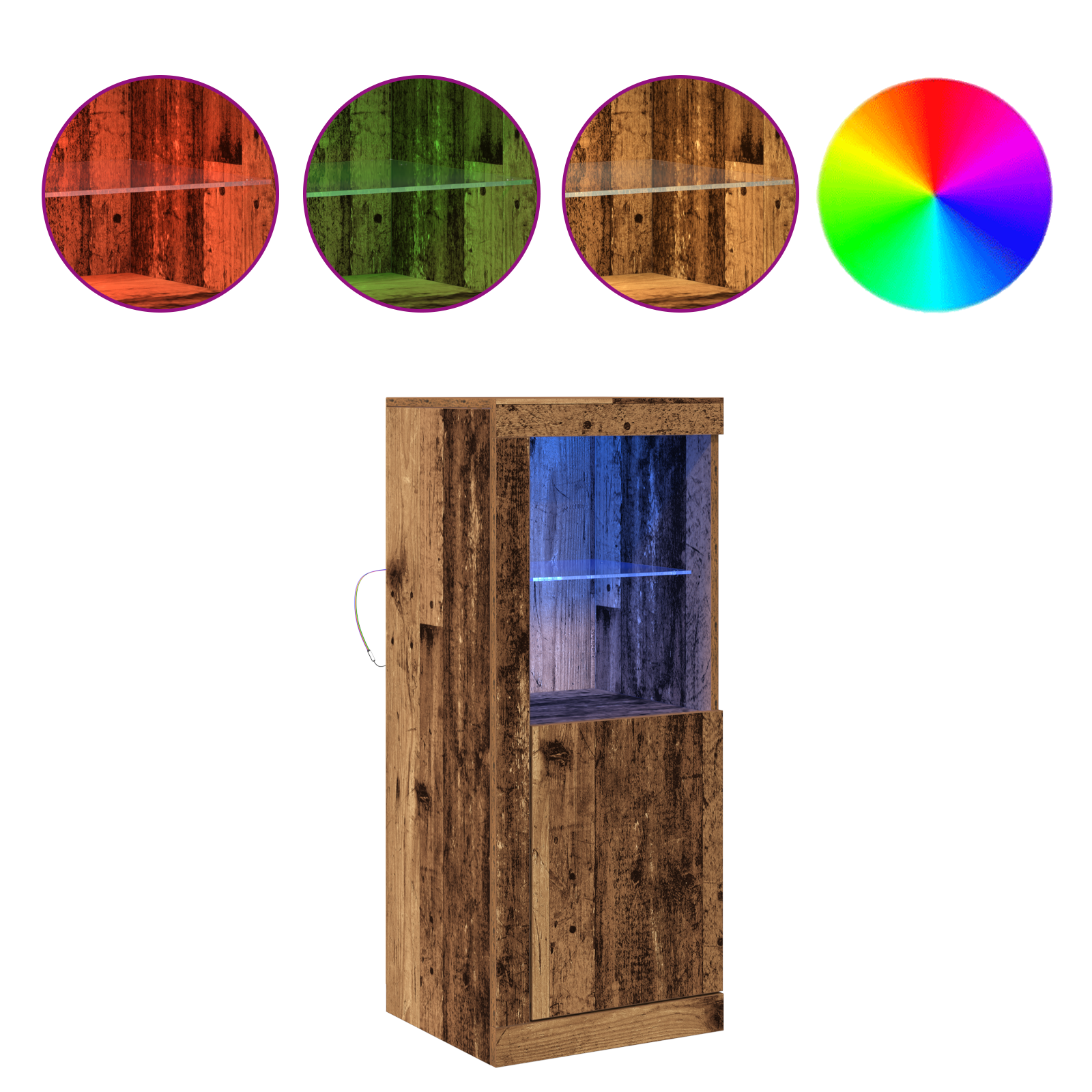 Sideboard with LED Lights Old Wood 41x37x100 cm - Image 4