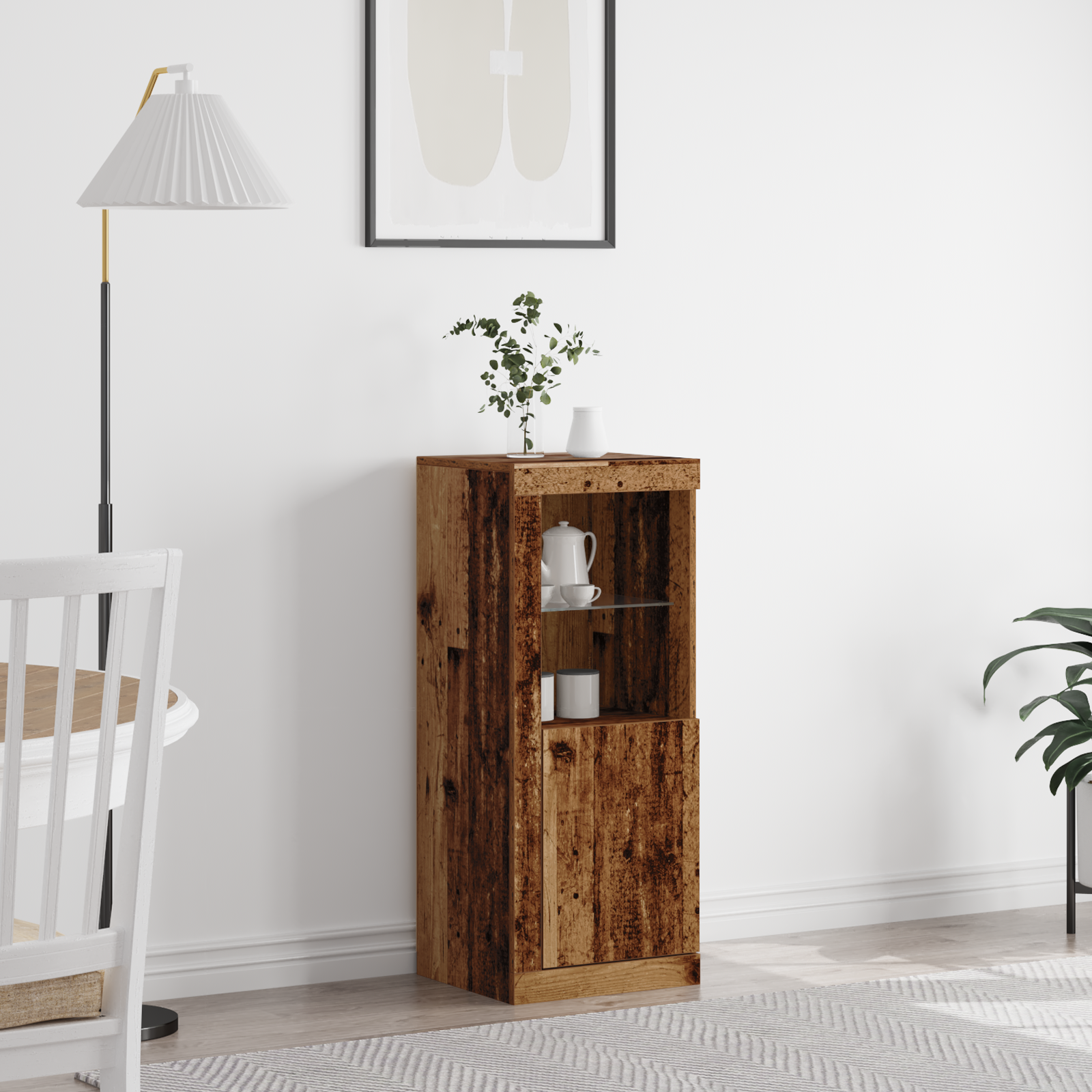 Sideboard with LED Lights Old Wood 41x37x100 cm